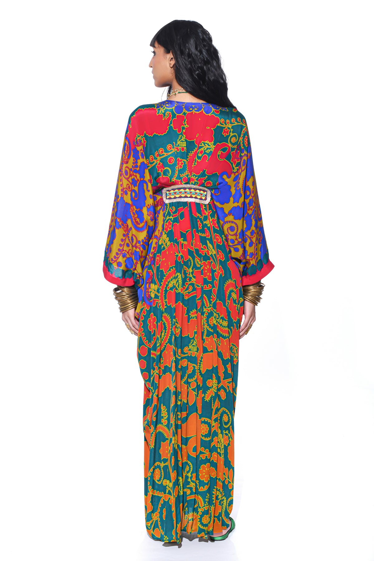 Emerald Royal Paisely Belt Kaftan
