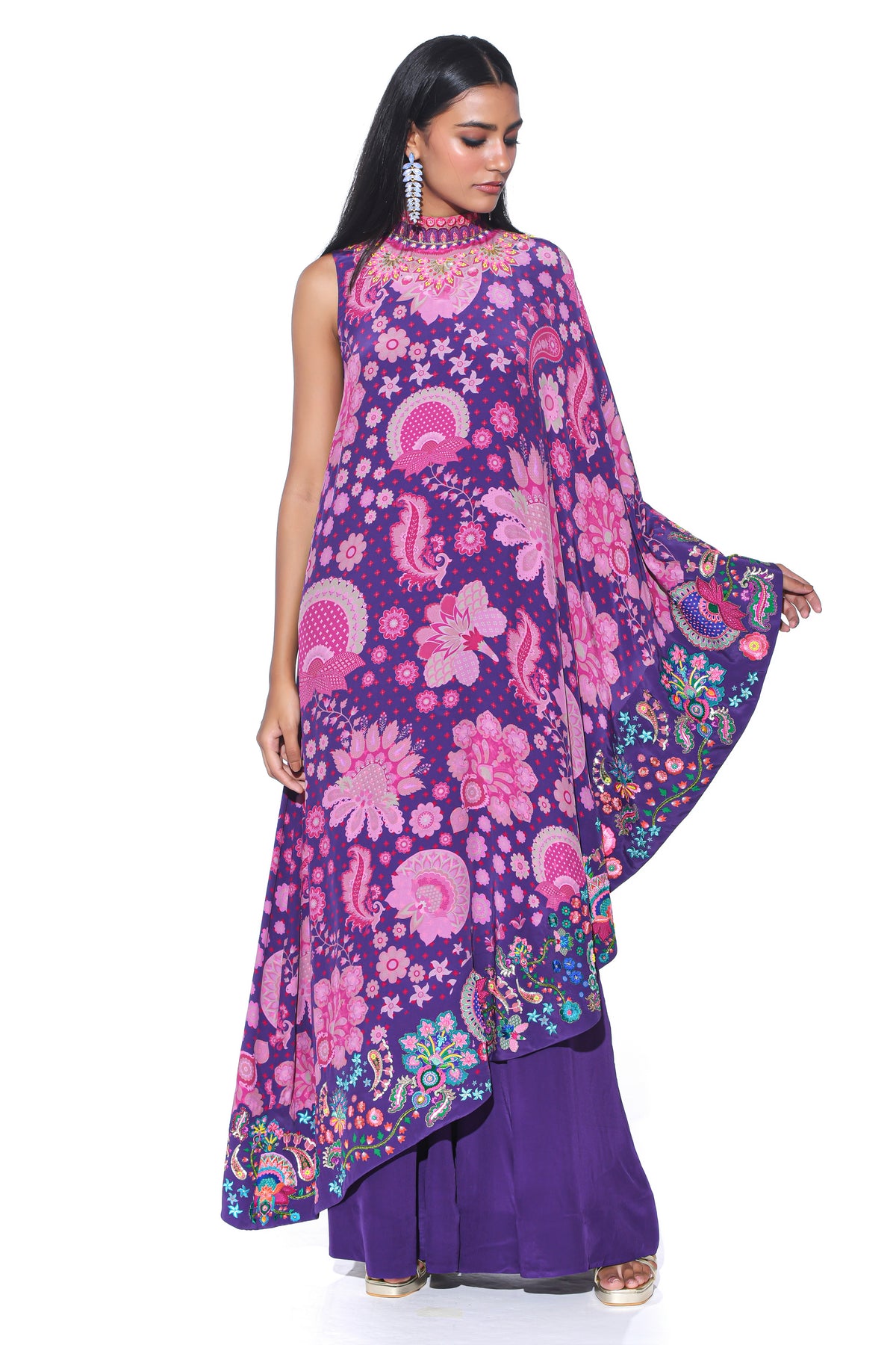 Violet Embroidered One Shoulder Dress and Jumpsuit