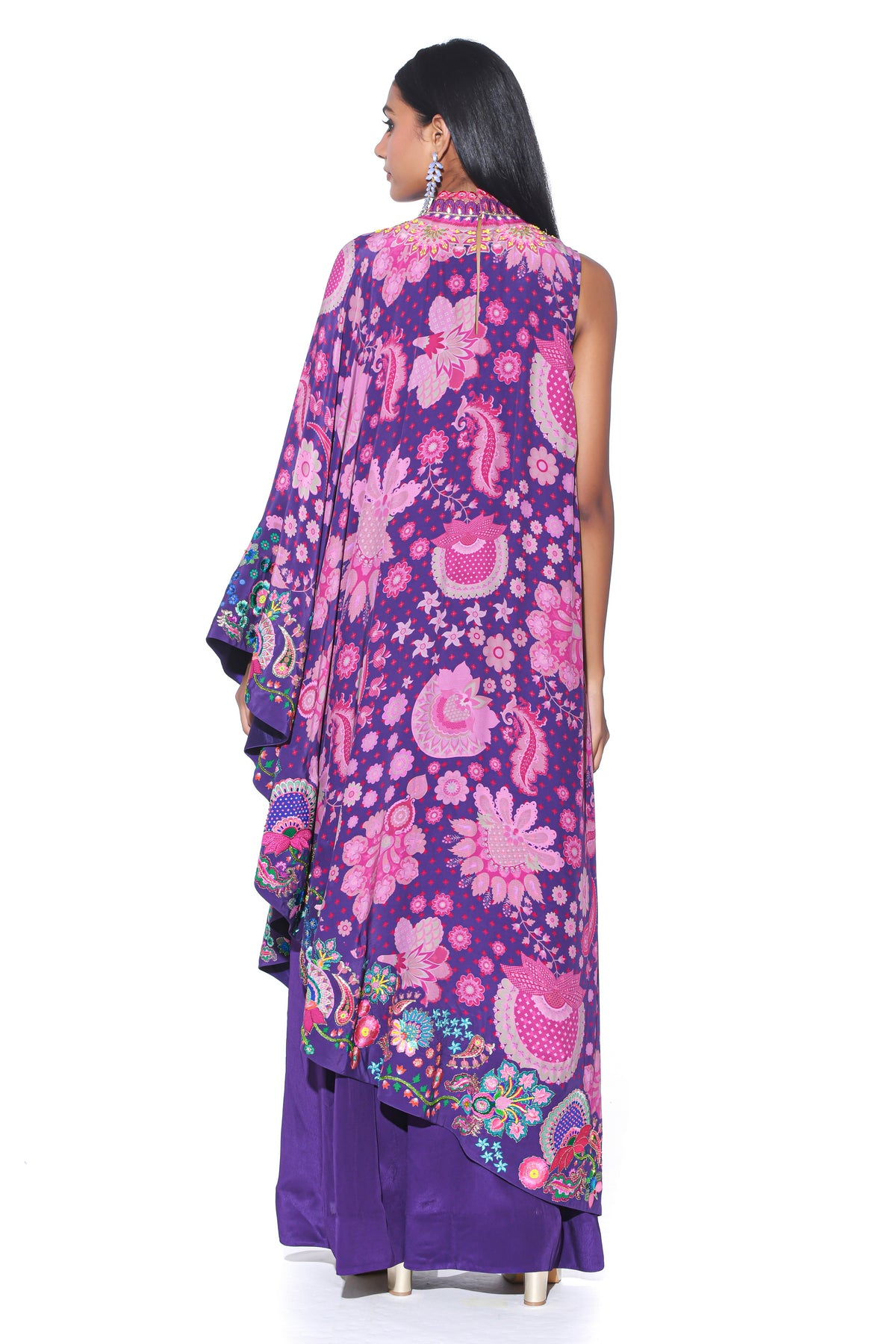 Violet Embroidered One Shoulder Dress and Jumpsuit