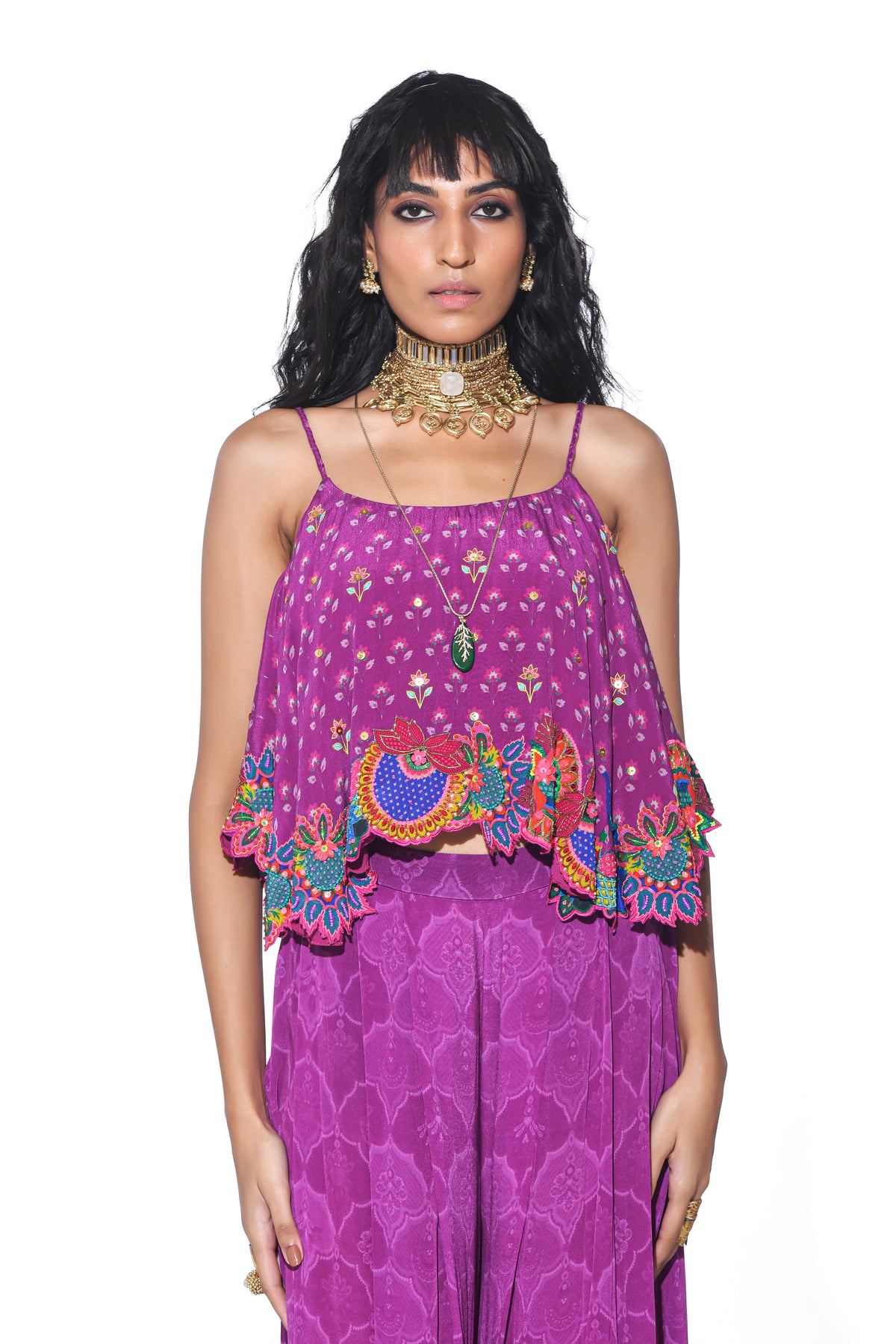 Purple Embroidered Co-ord Set