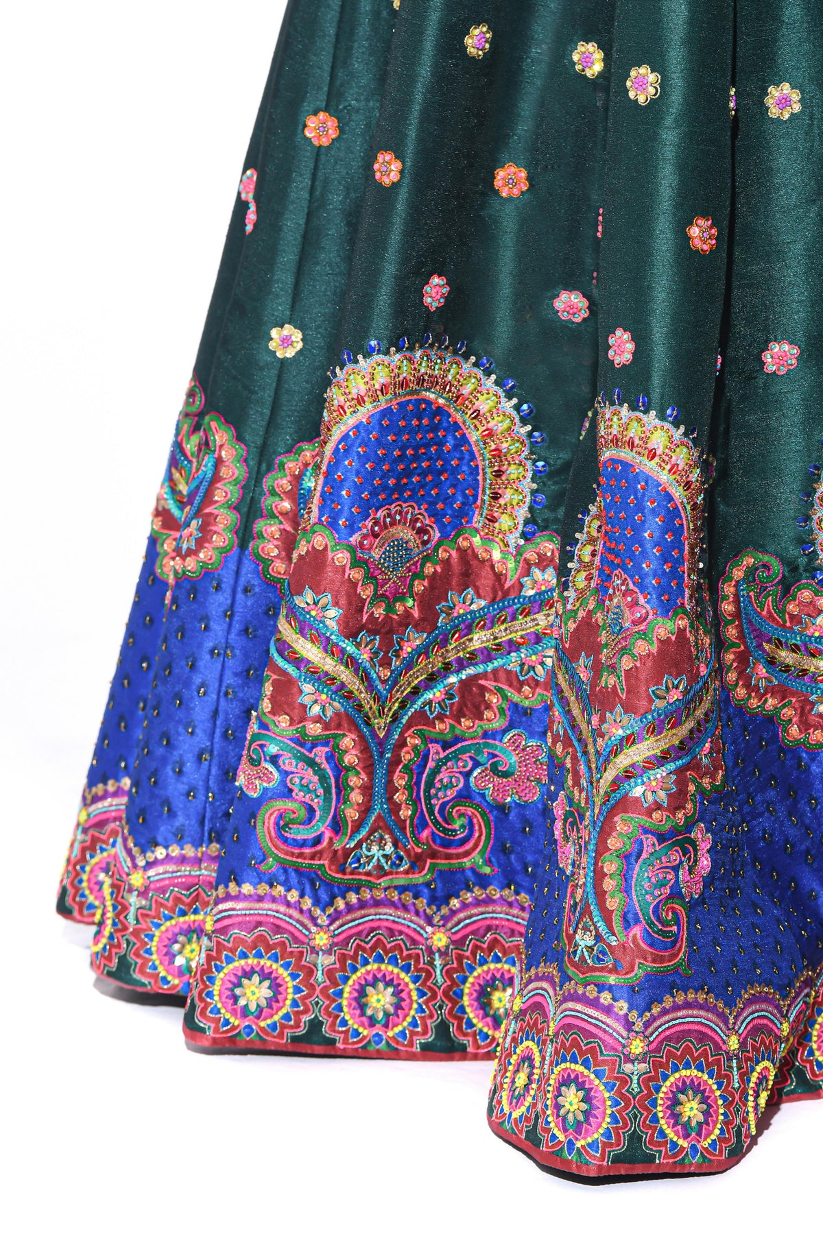Bottle Green Embroidered Lehenga Set