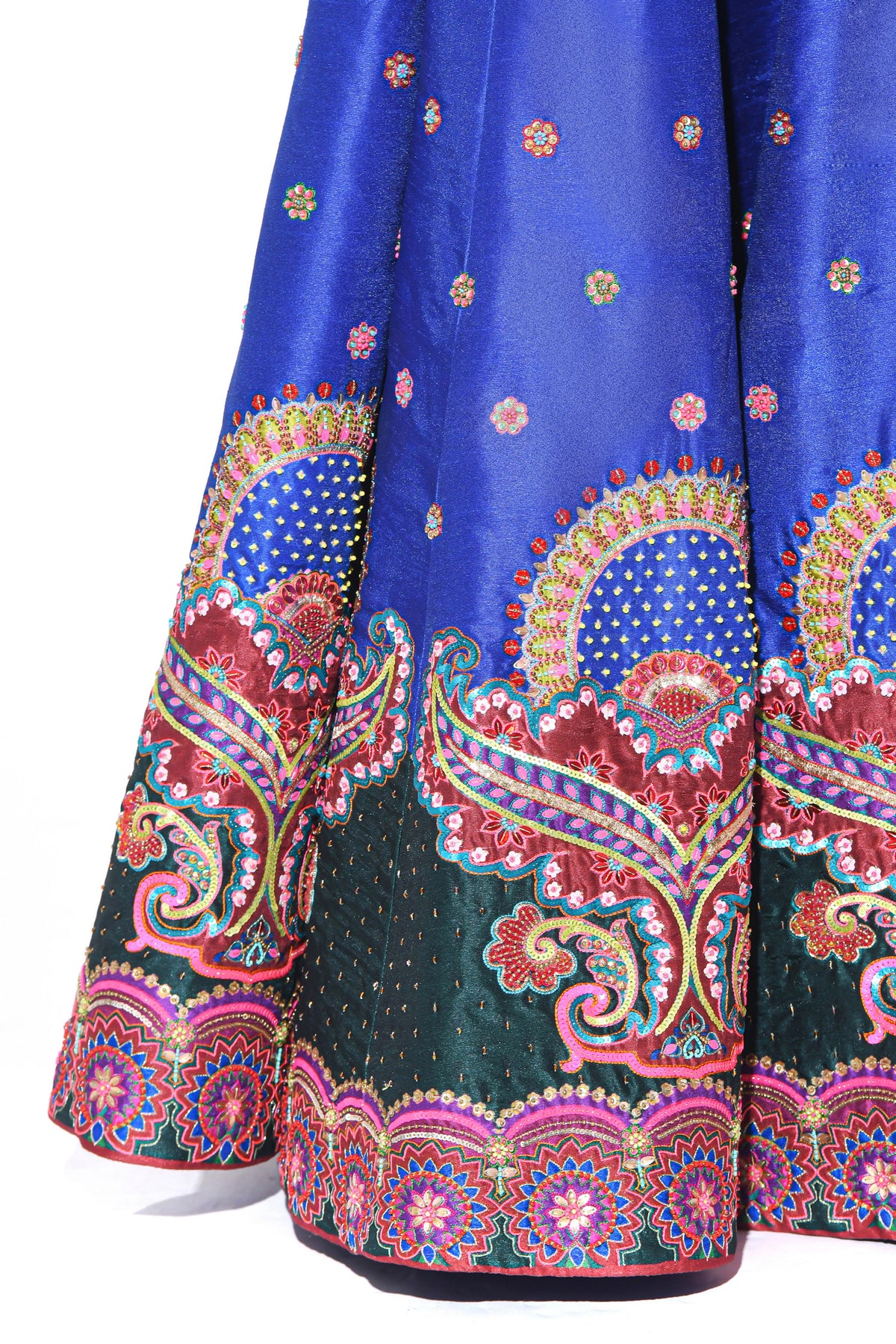 Electric Blue Embroidered Peplum Top, Lehenga Set