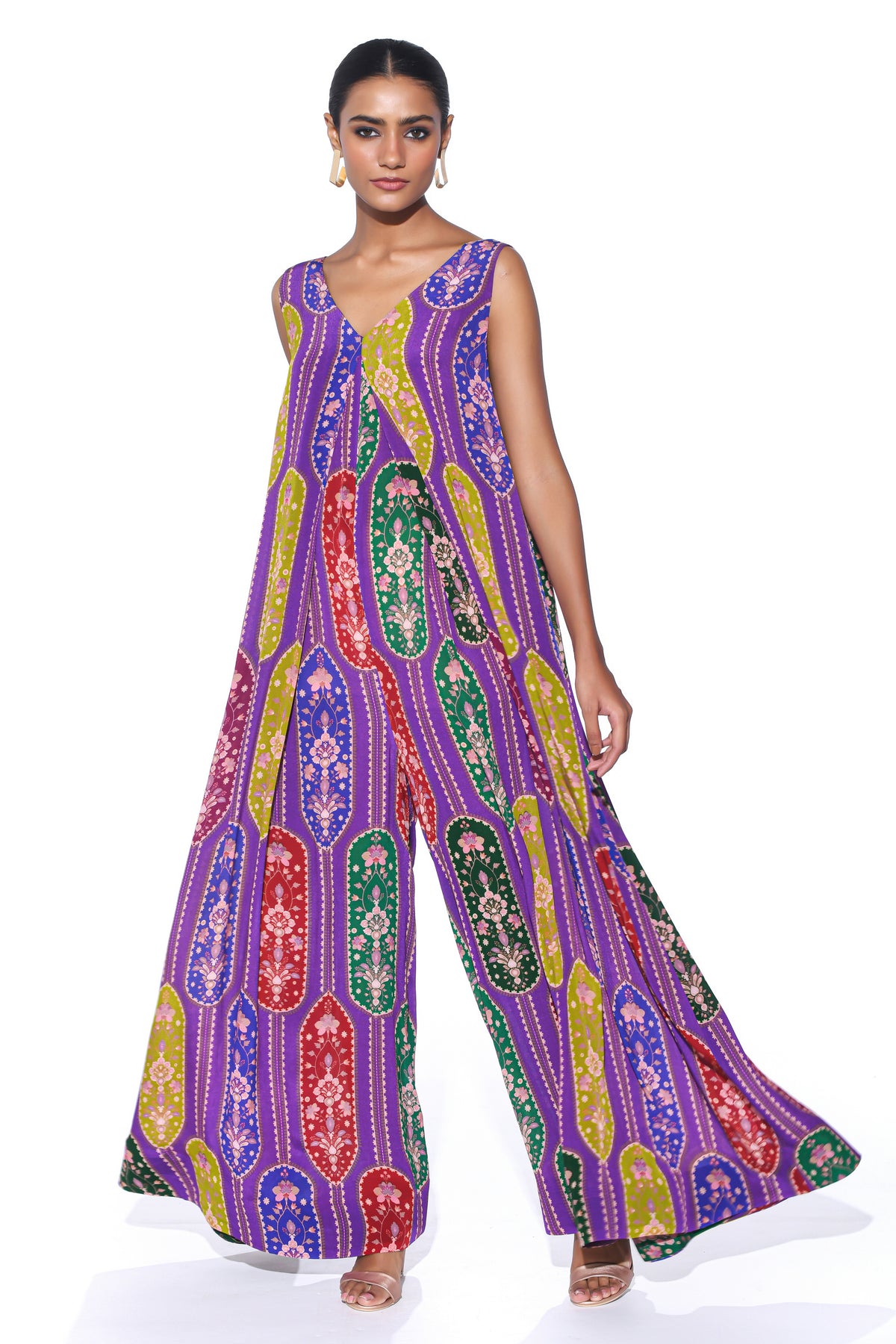 Violet Royal Paisely  Jupmsuit.