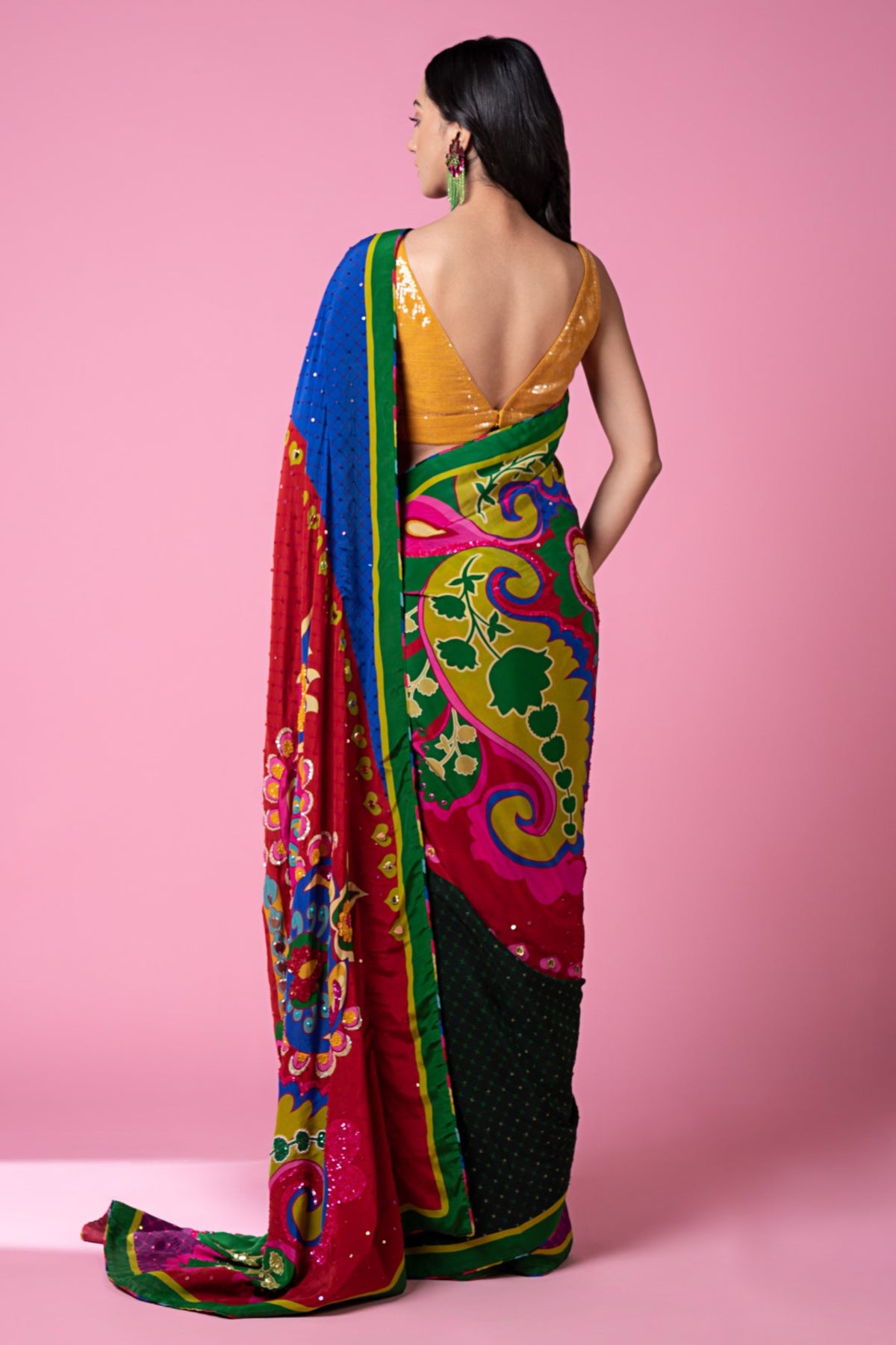 Salsa Red Embroidered Saree Set