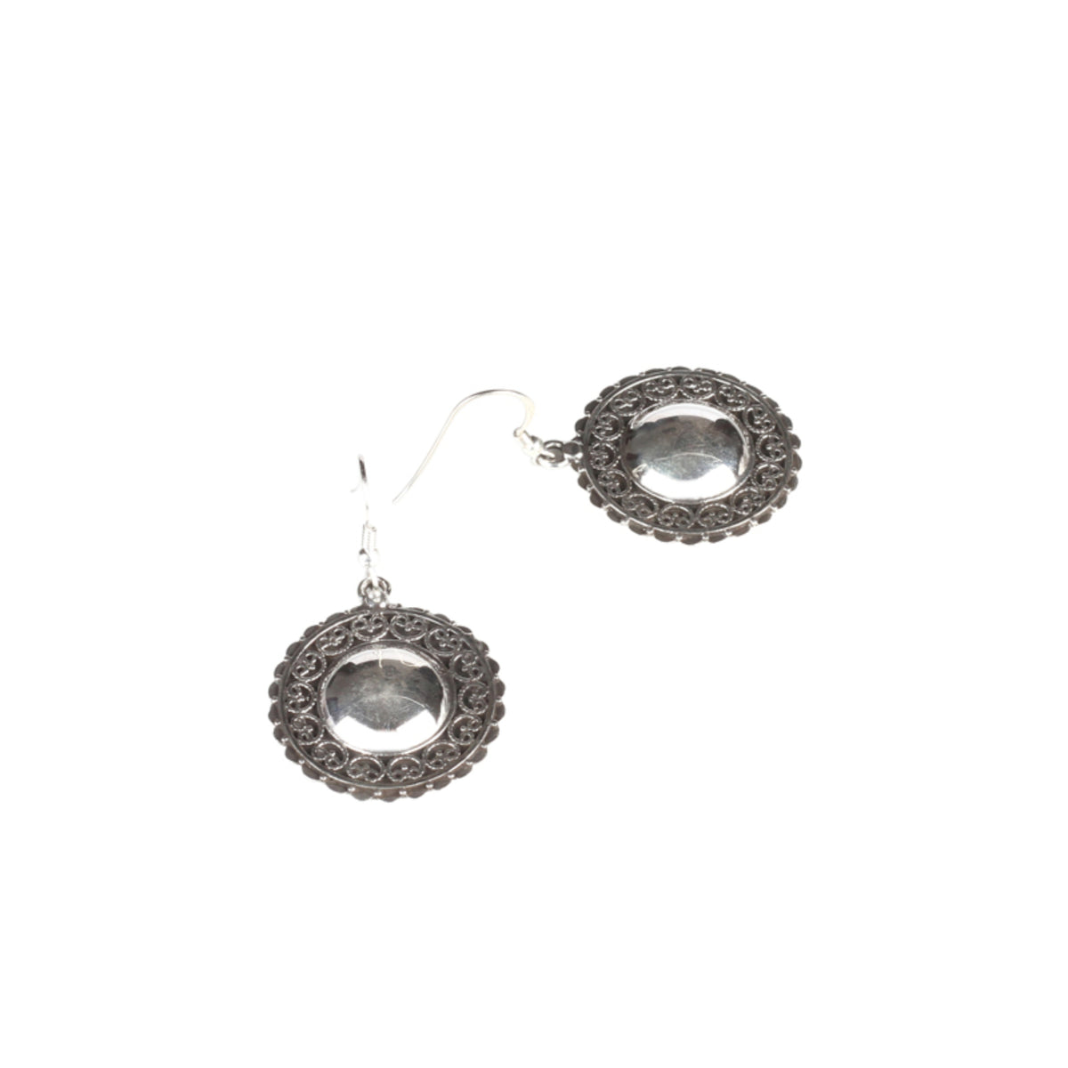 Round Silver Earring