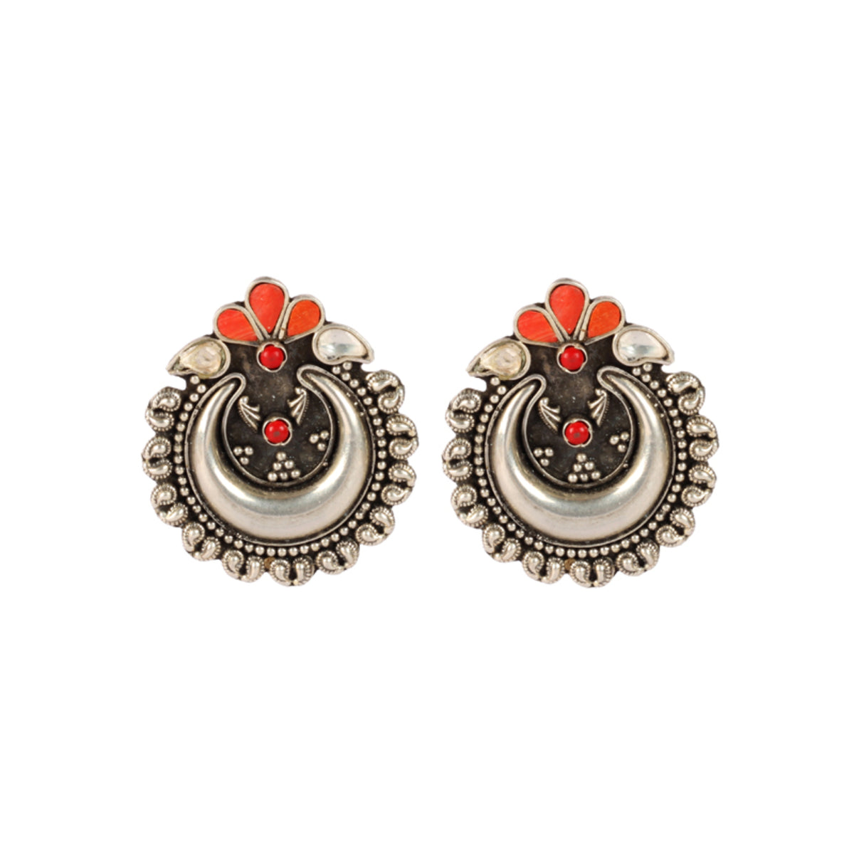 Coral Silver Earring