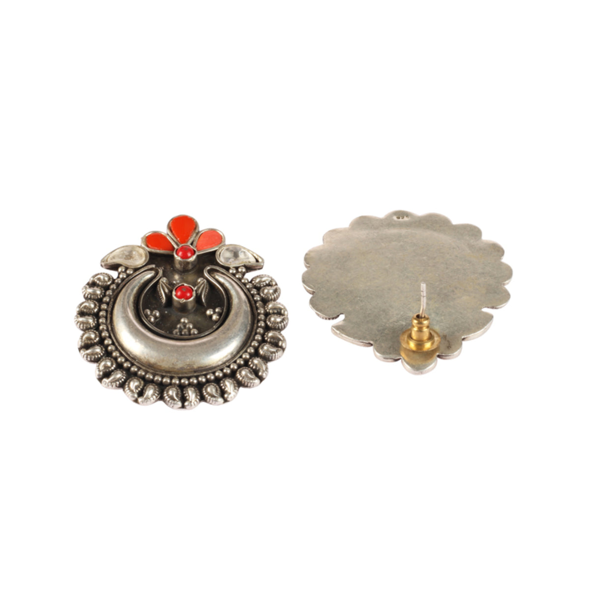 Coral Silver Earring