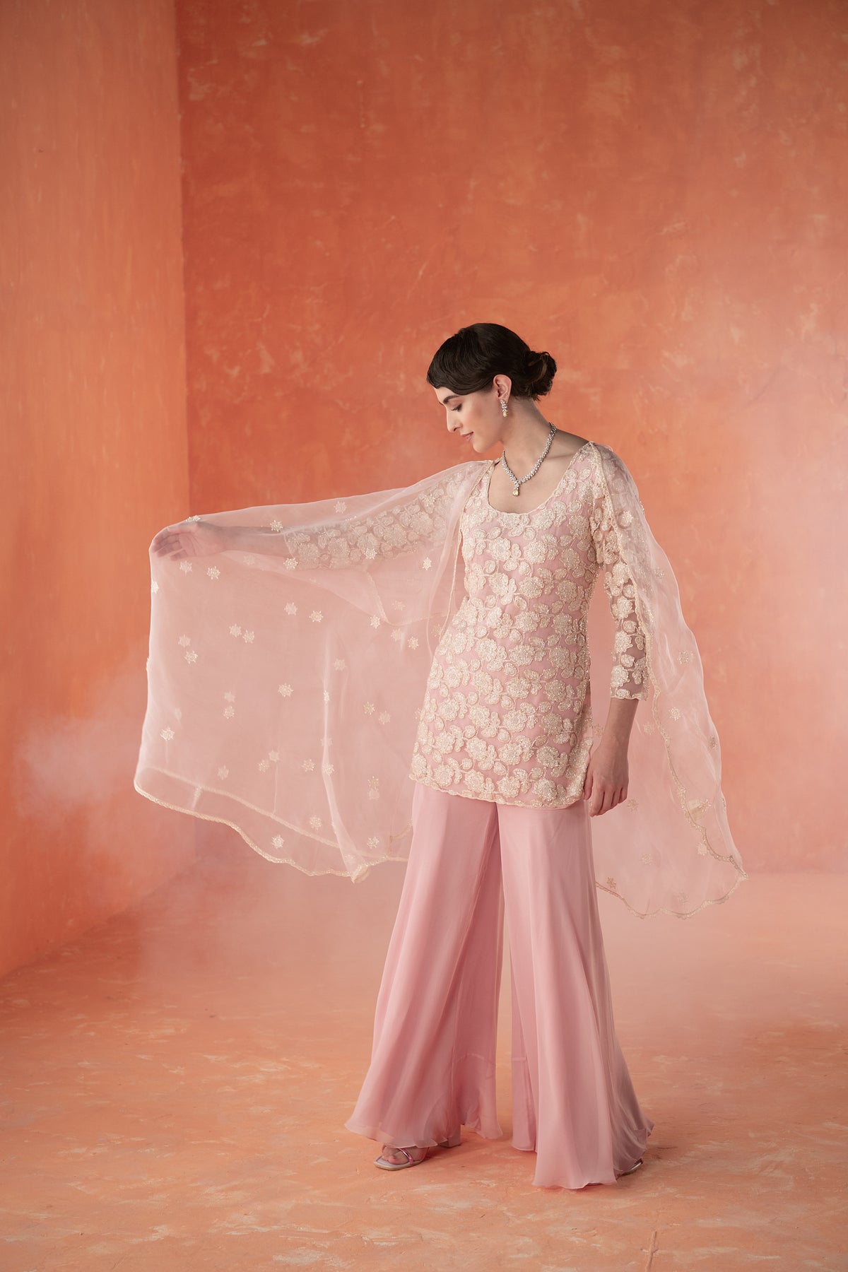 Pink  Folliage Kurta