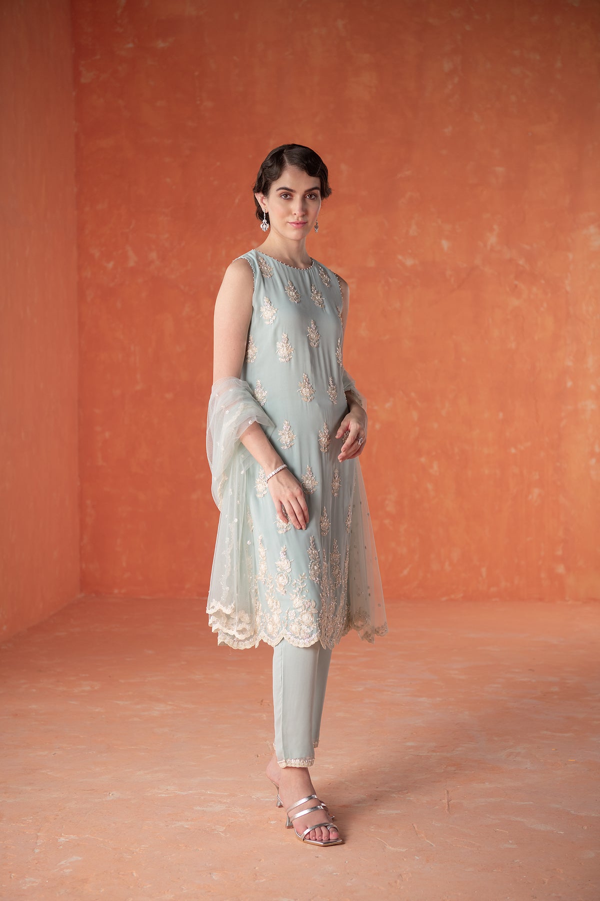 Citrus Blue Amaria A line Long Kurta