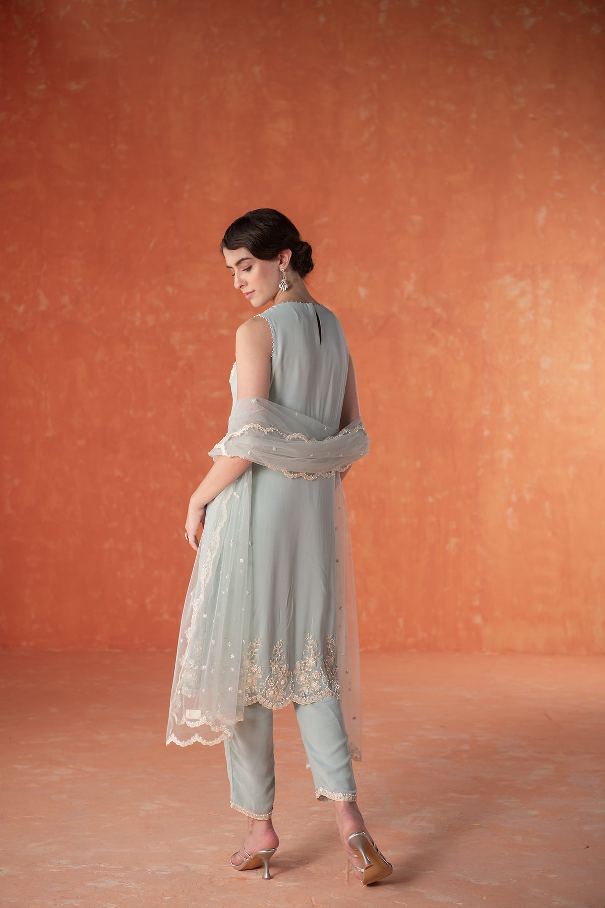 Citrus Blue Amaria A line Long Kurta