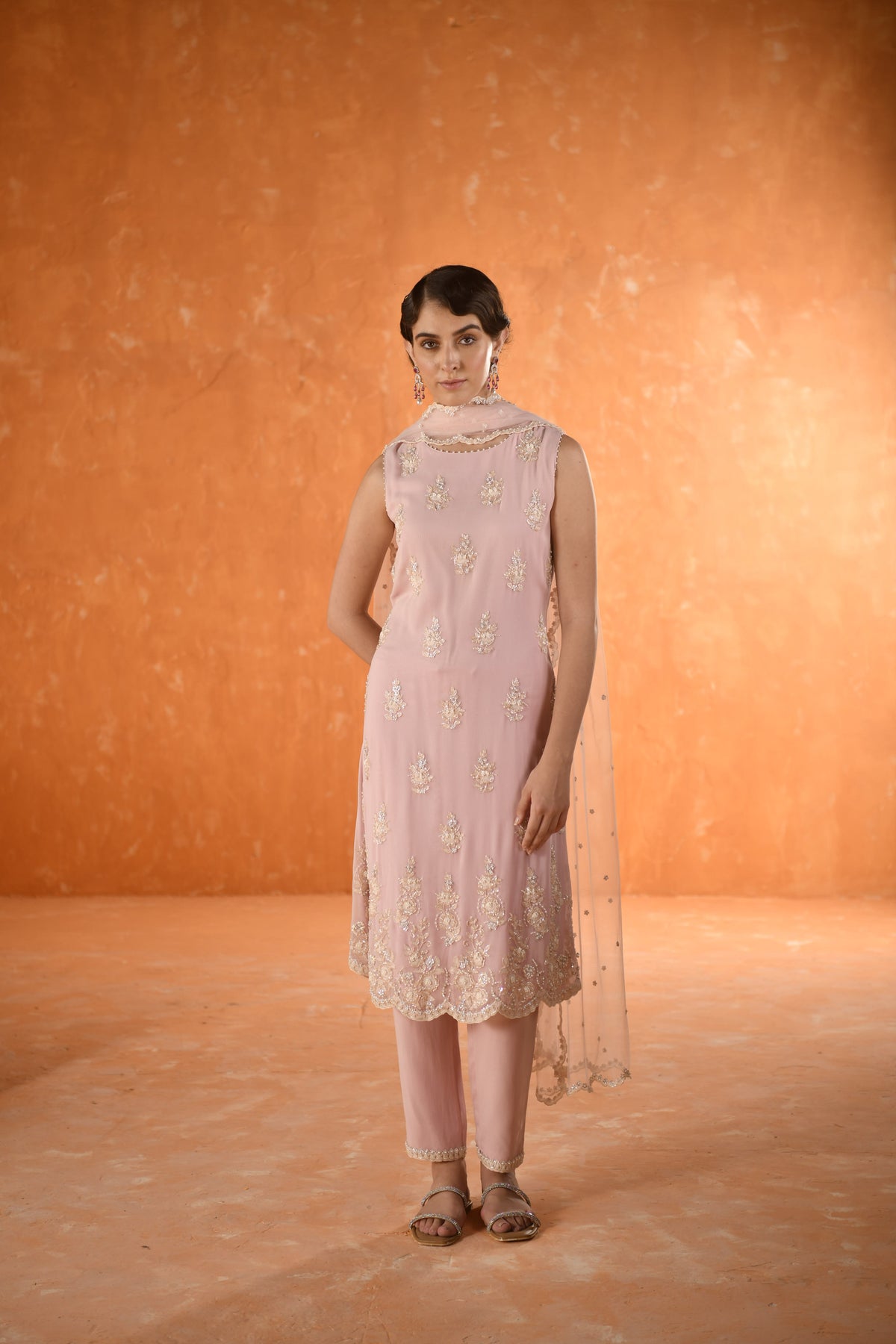 Pink Amaria A line Long Kurta
