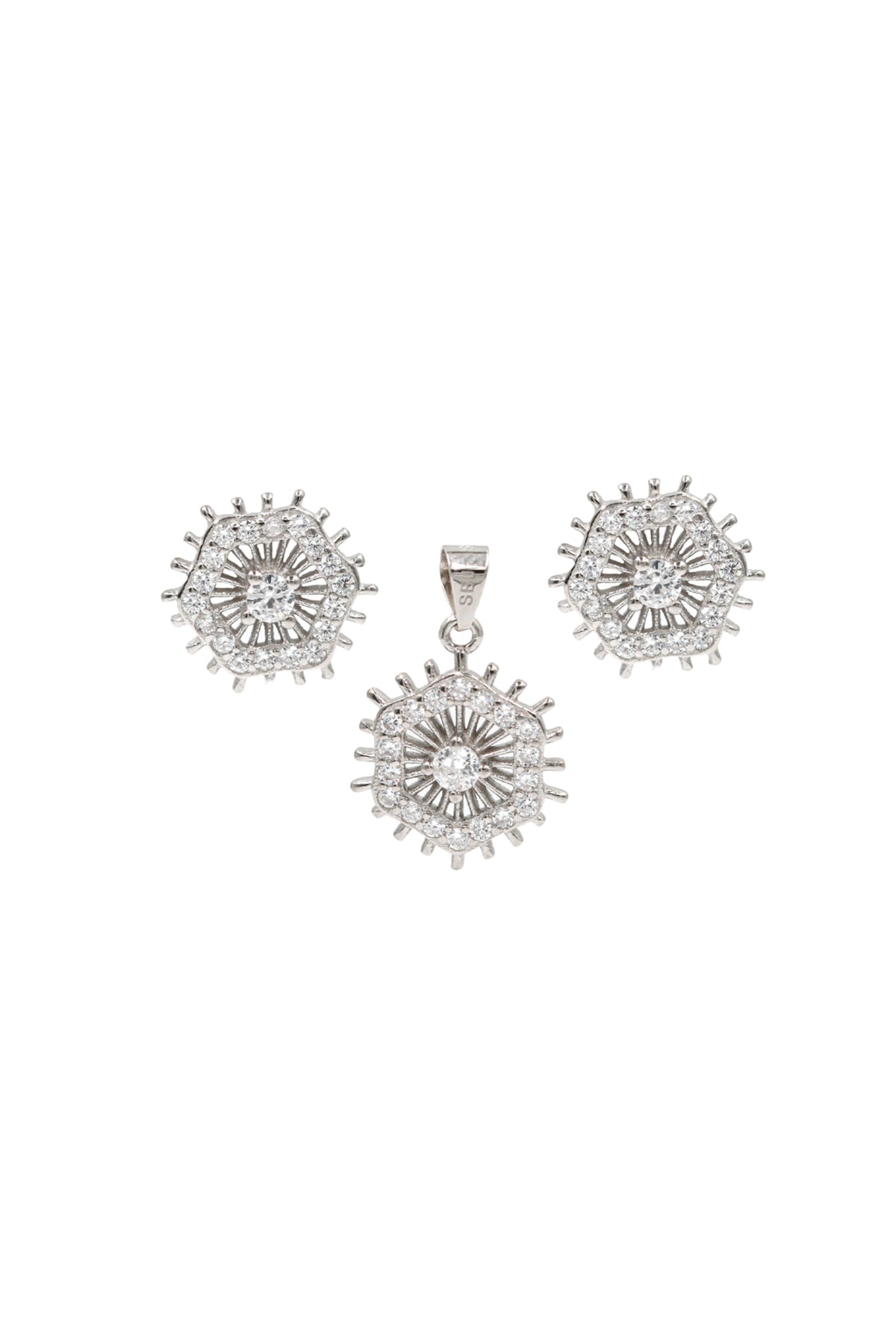 Cubic Zirconia Earrings and Pendant Set