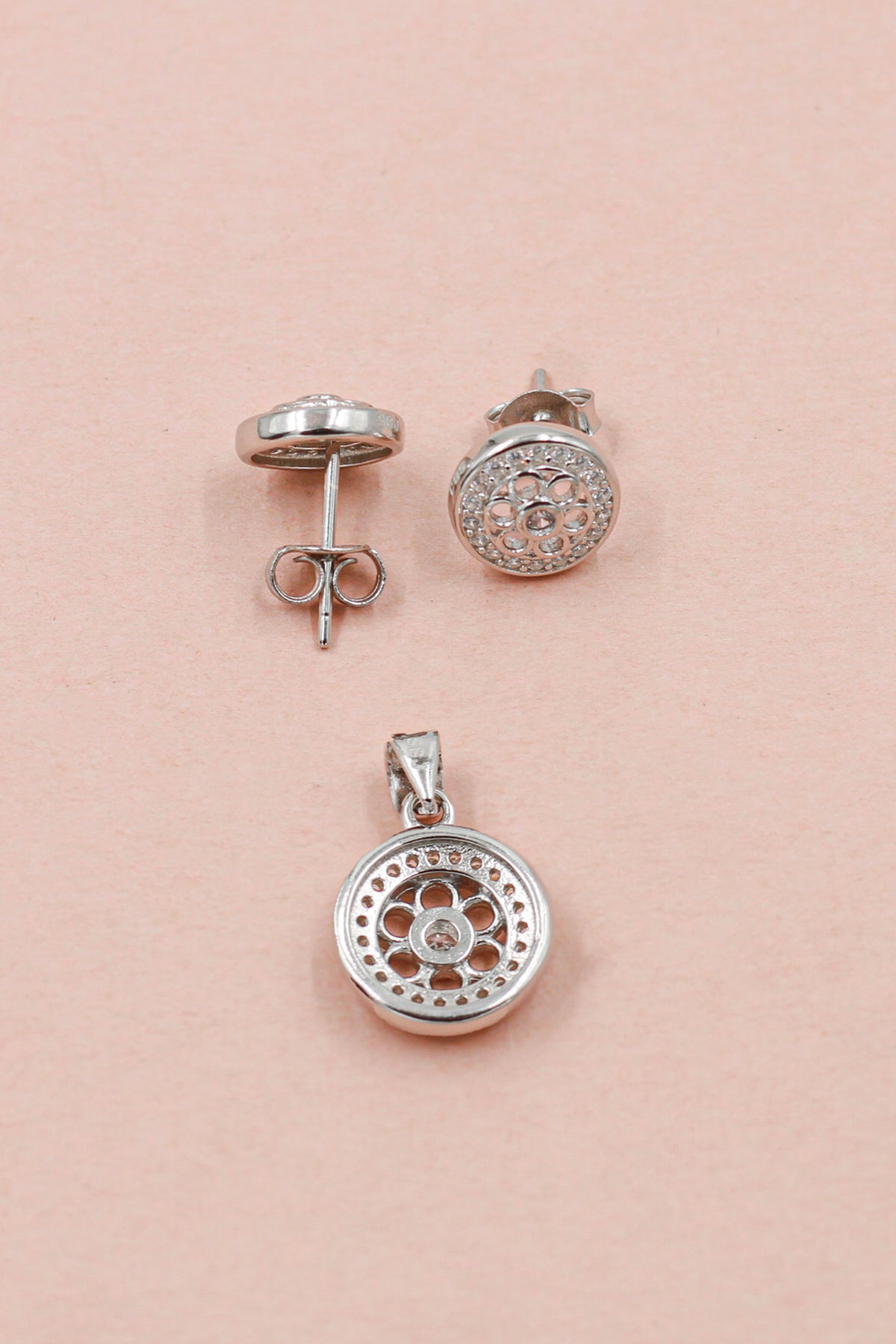 Cz Earring and Pendant Twinset