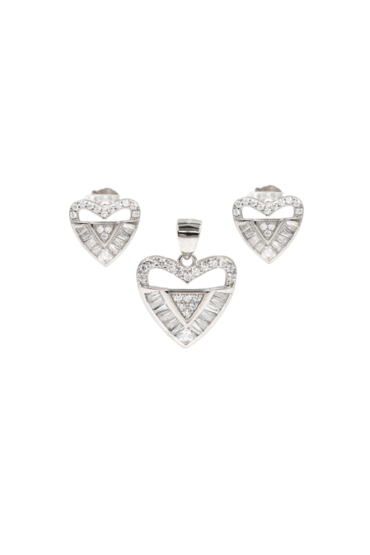 Cz Earring and Pendant Ensemble