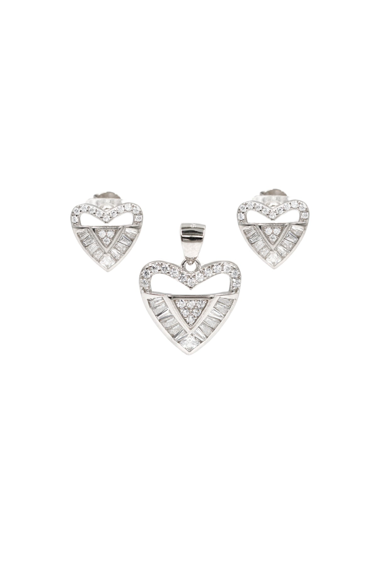 Cz Earring and Pendant Ensemble