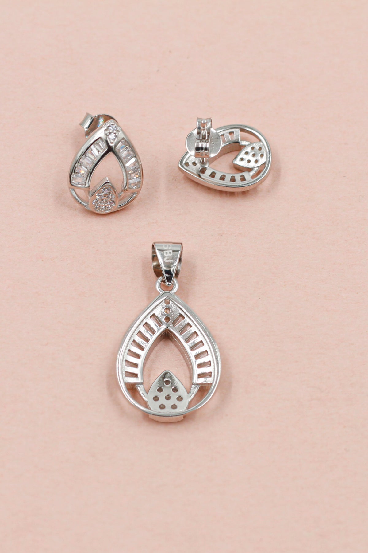 Cubic Zirconia Earring and Pendant Twinset