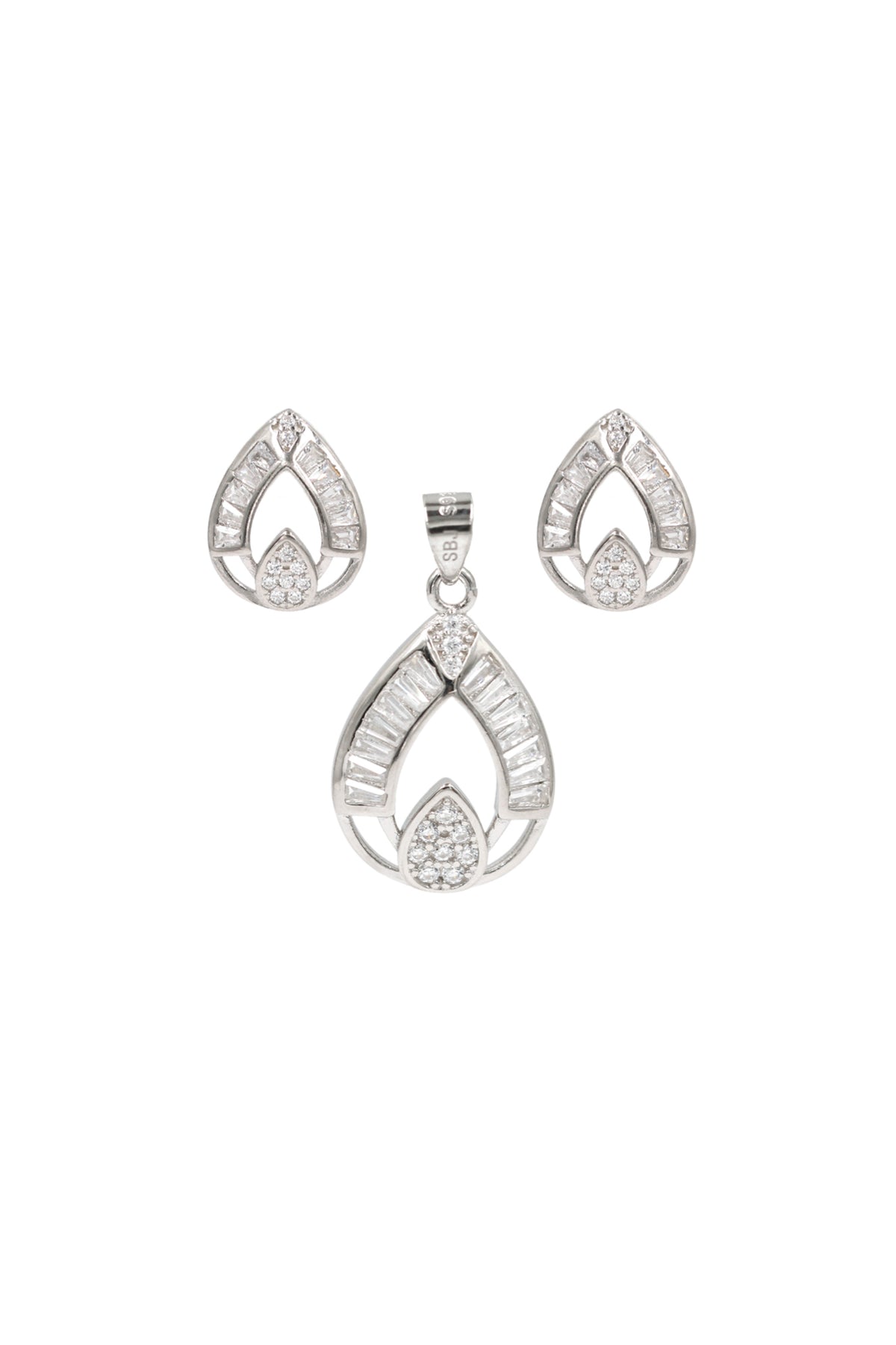 Cubic Zirconia Earring and Pendant Twinset