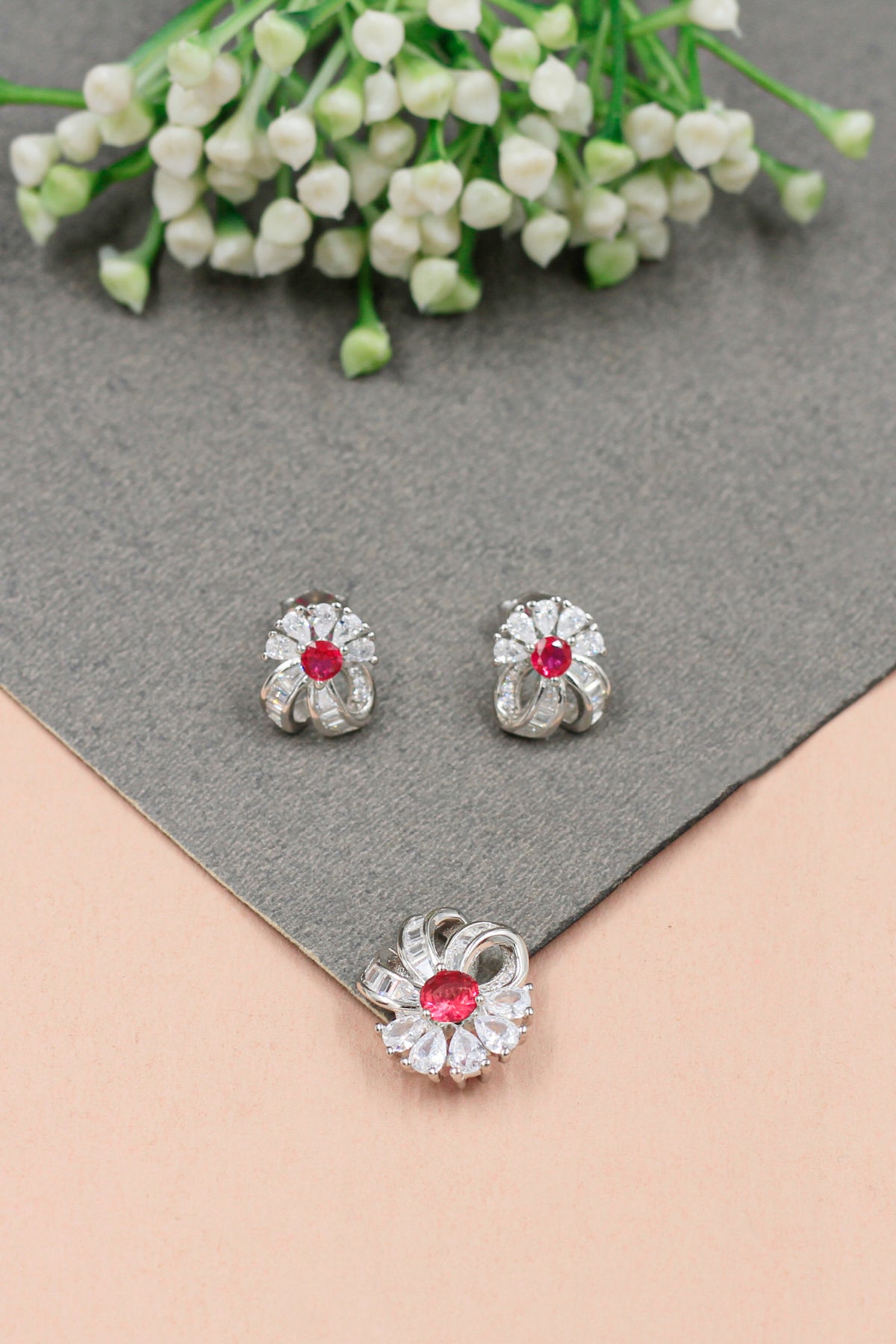 Cubic Zirconia Earring and Pendant Combo