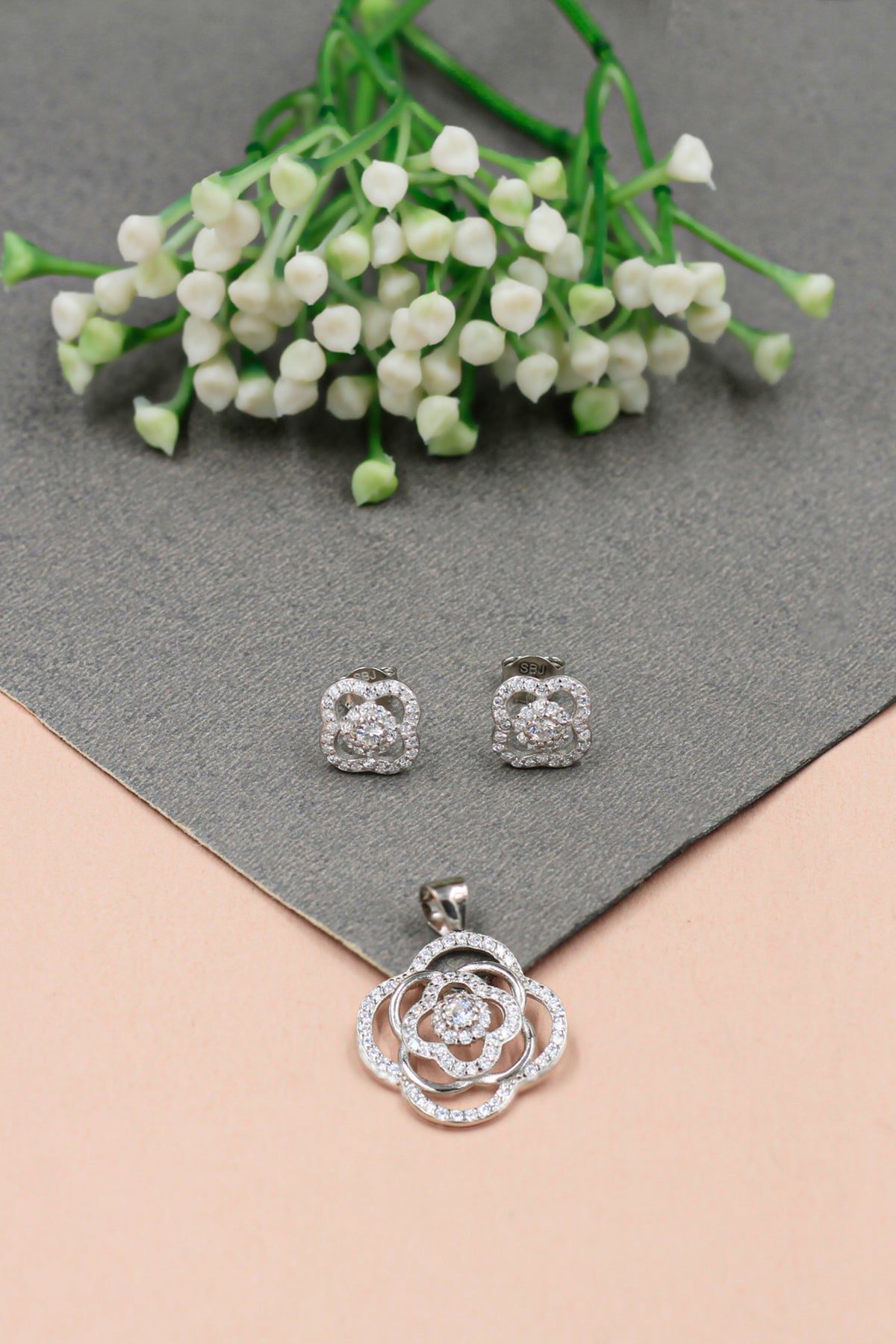 Cubic Zirconia Earring and Pendant Match