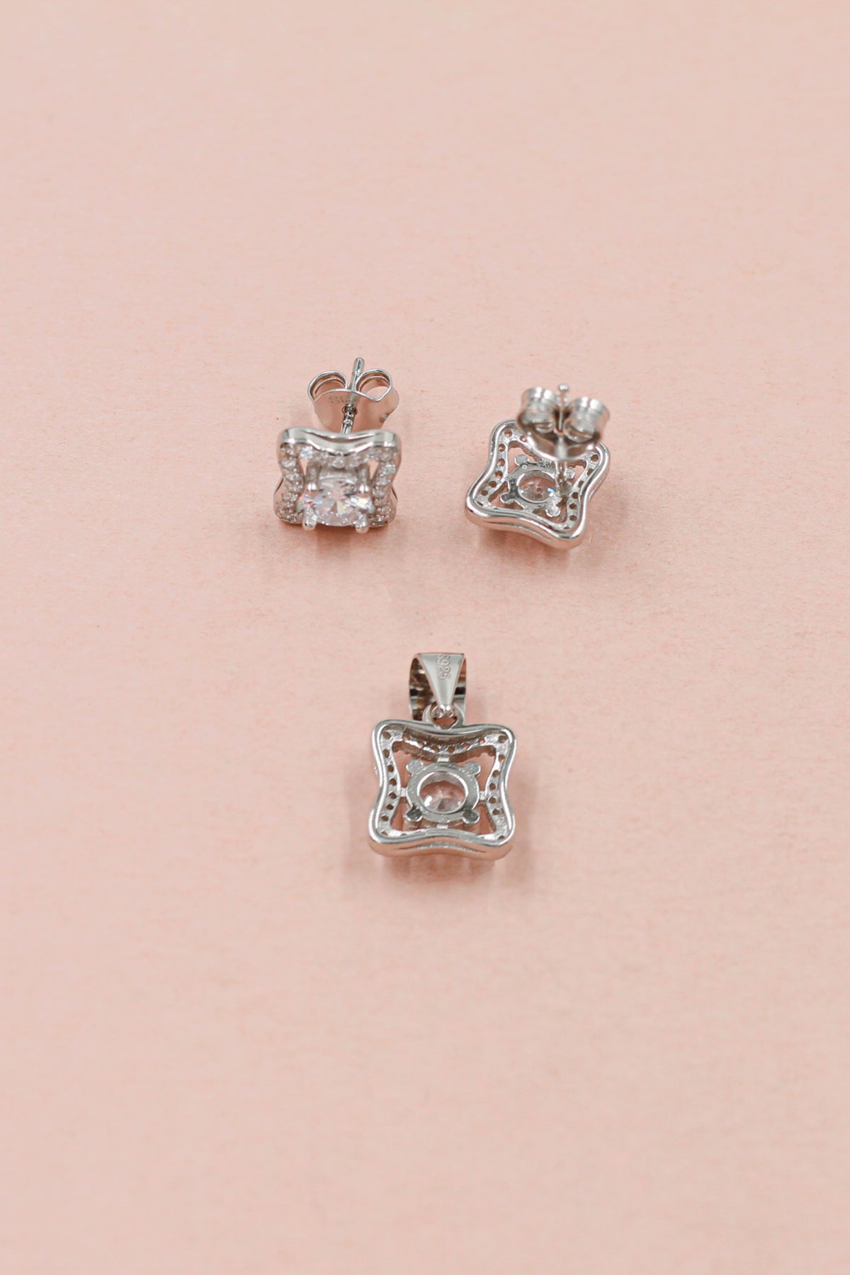 Cubic Zirconia Earrings and Pendant Pairing