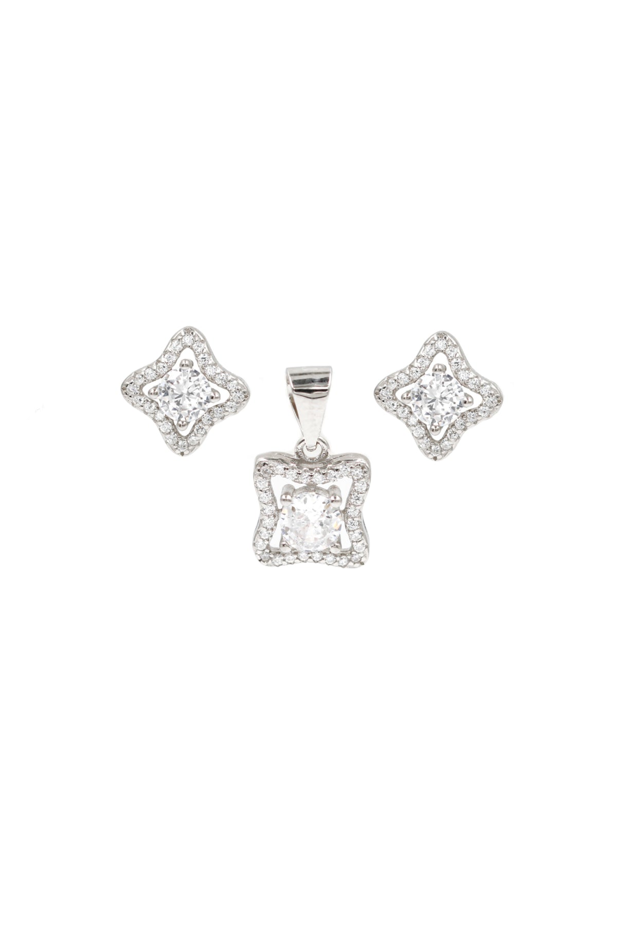 Cubic Zirconia Earrings and Pendant Pairing