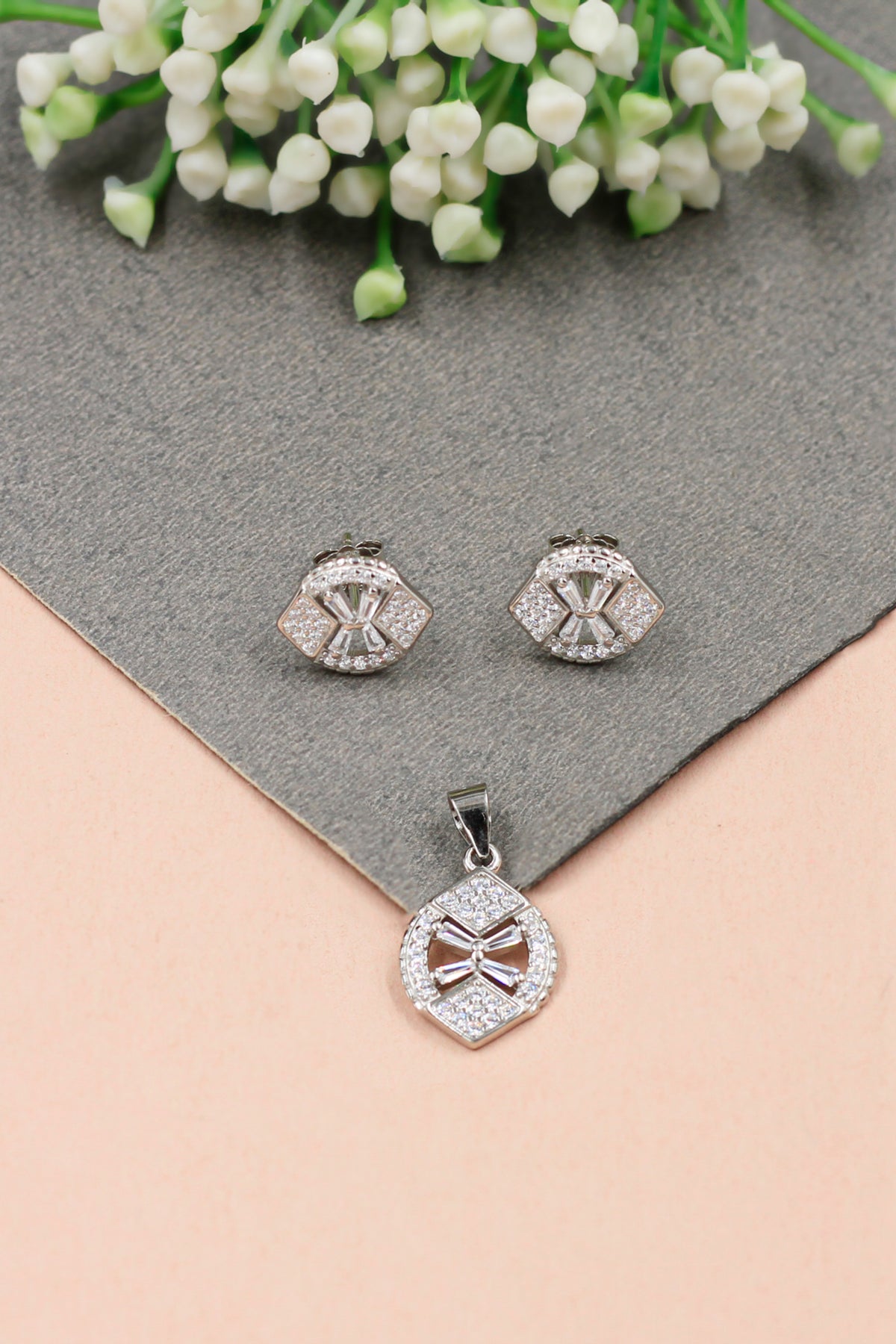 Cz Earring and Pendant Combo