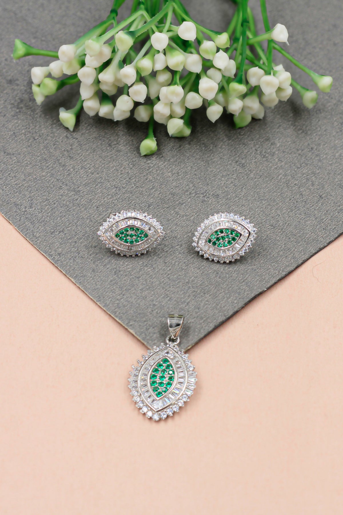 Radiant Cosmos Cz Stud Pendant Set