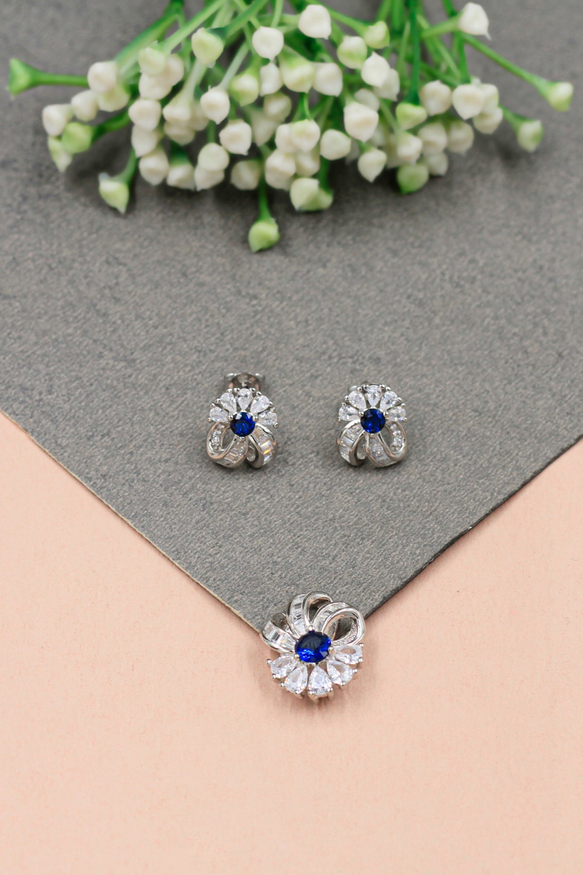 Cubic Zirconia Earring and Pendant Pair