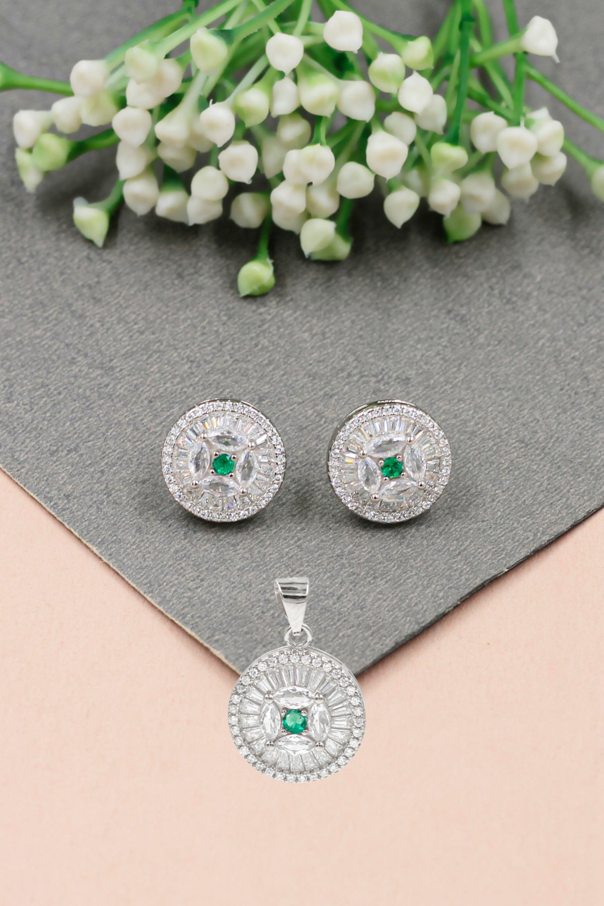Glimmering Galaxy Cz Statement Pendant Set