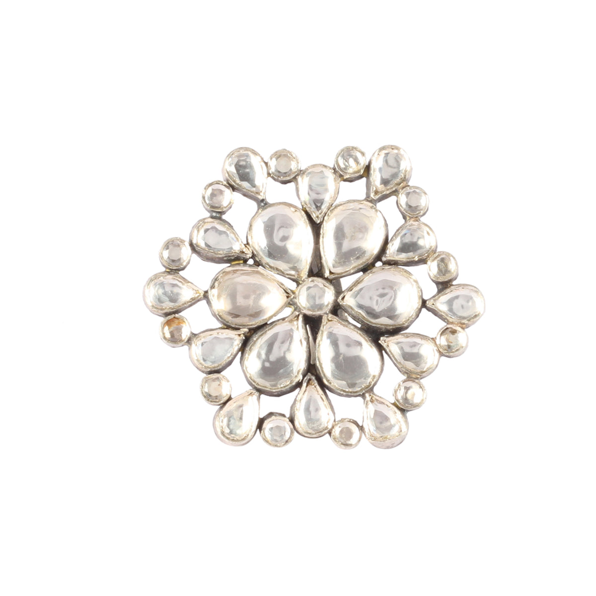 Silver Ring With Kundan Stone