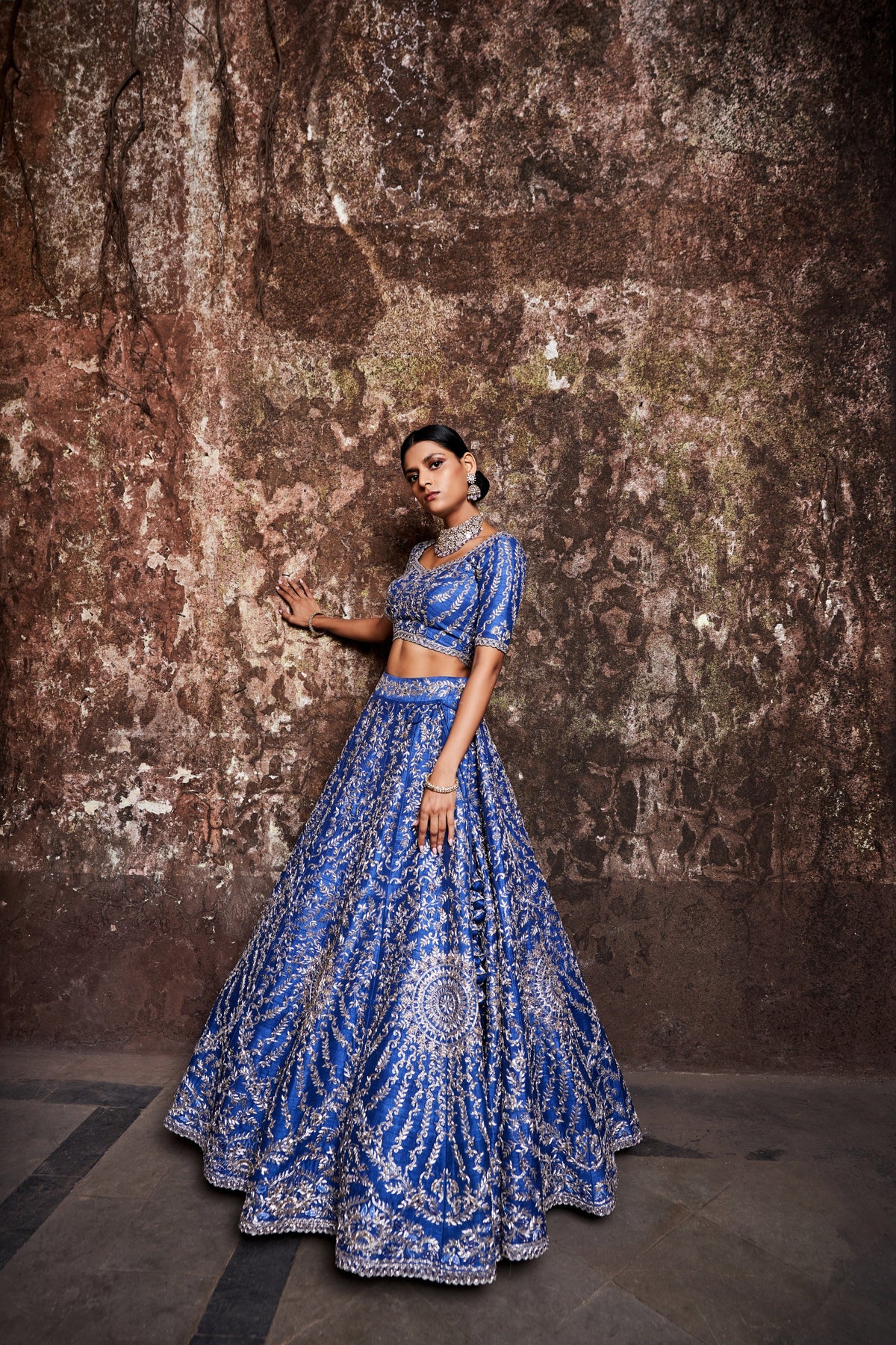 Ink-blue lehenga