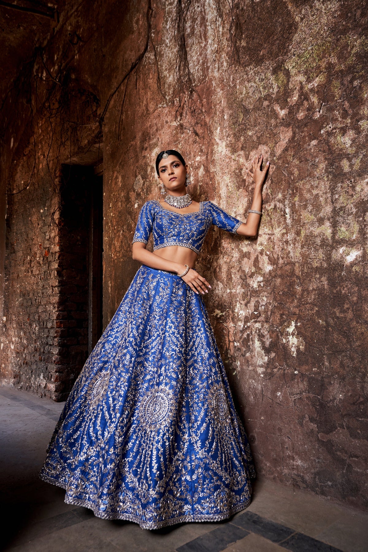 Ink-blue lehenga