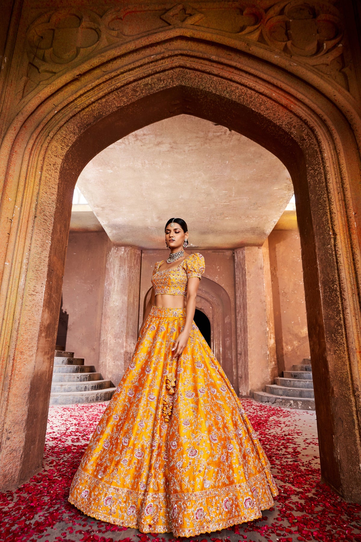 Yellow kalidar lehenga