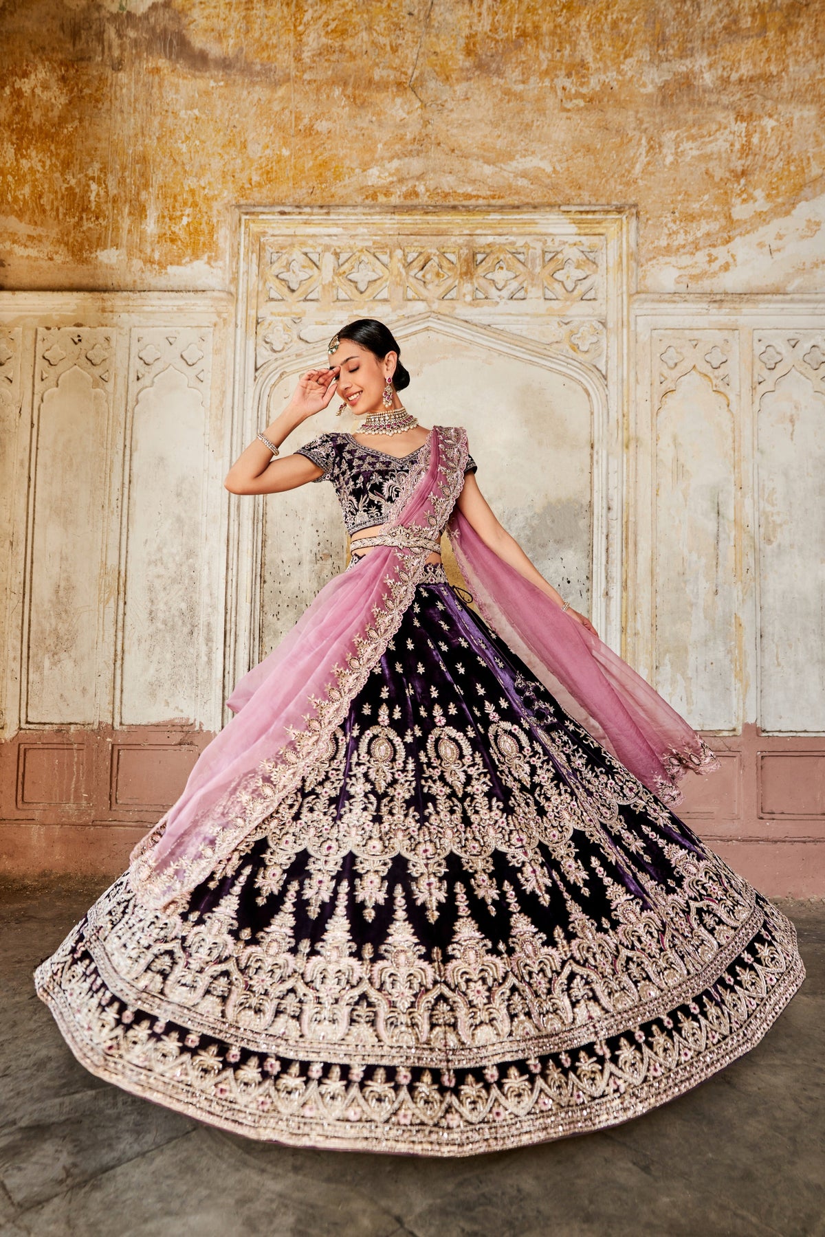 Purple intricate lehenga