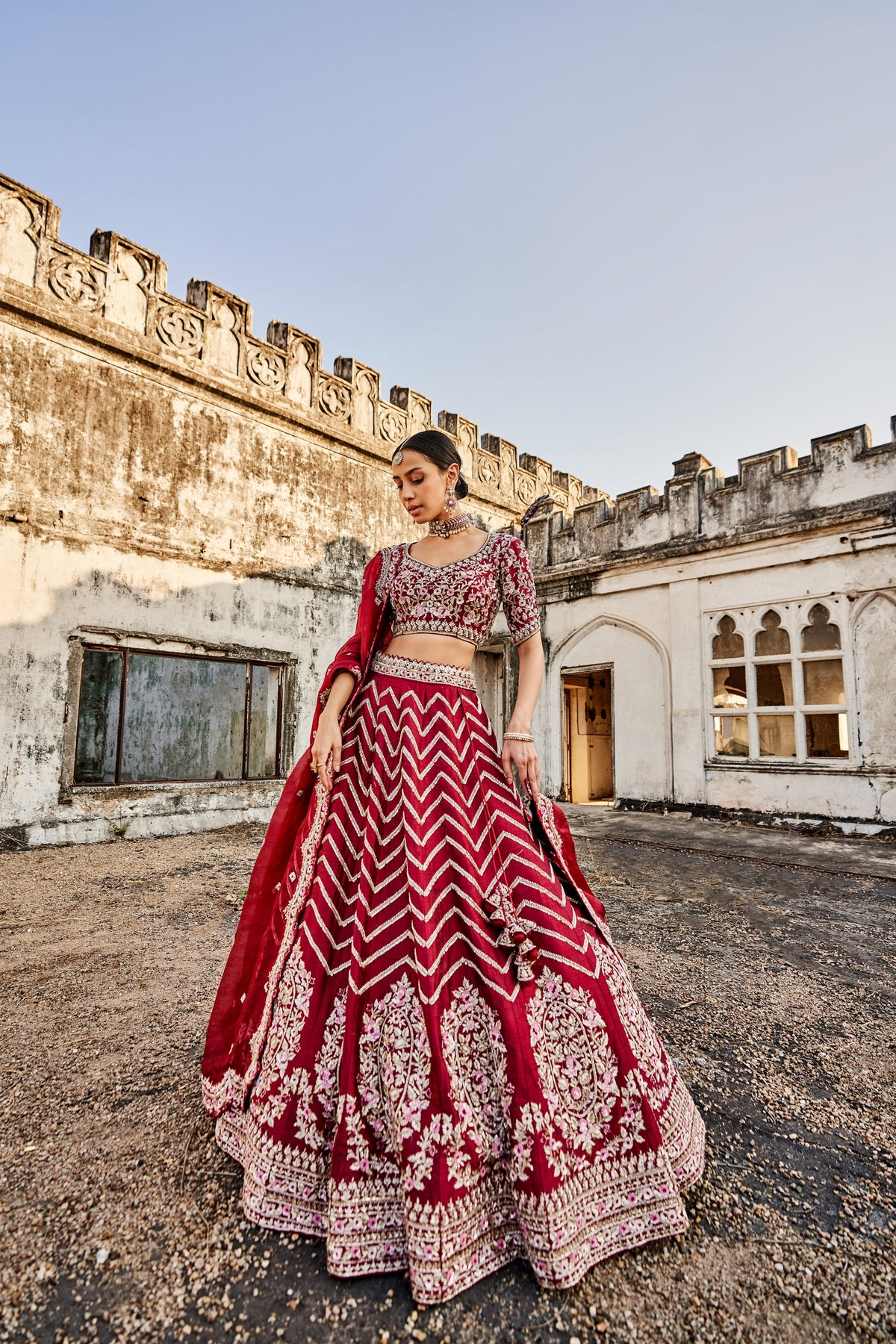 Dark maroon lehenga