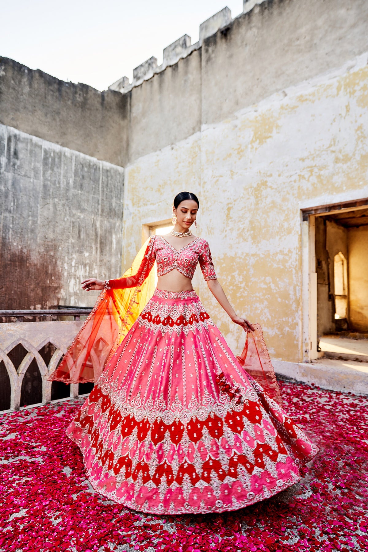 Pink red lehenga