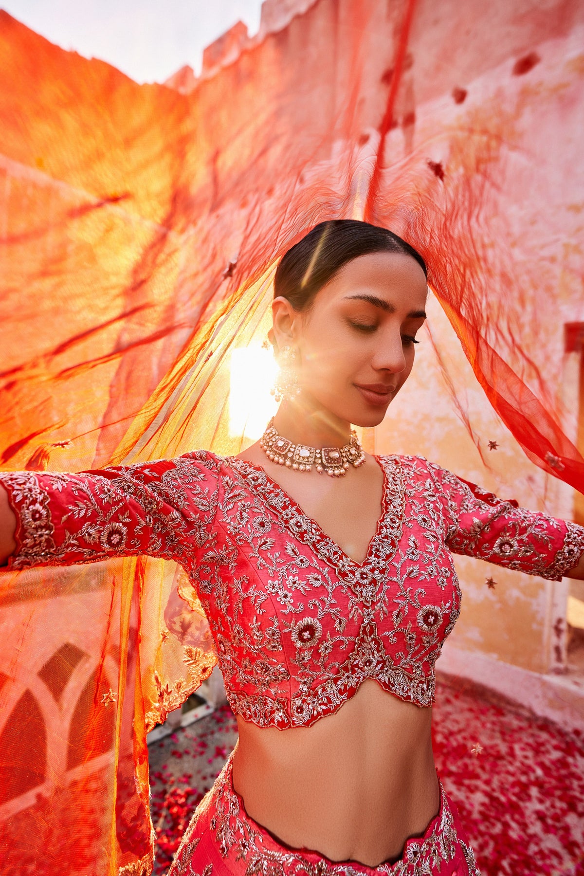 Pink red lehenga