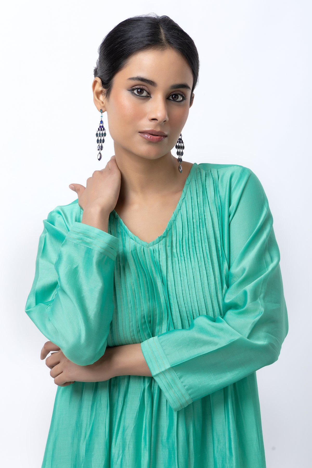 Emerald Green Chanderi Dress