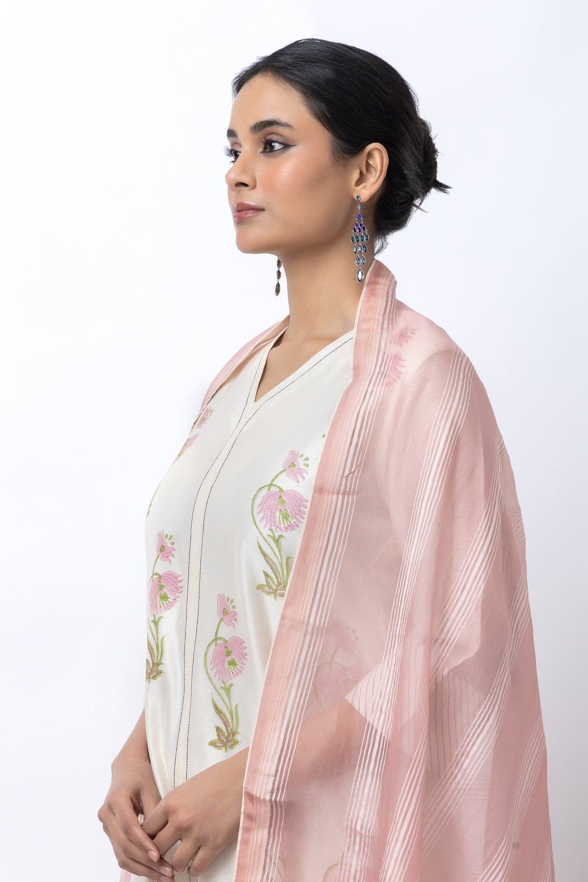 Off White Block Printed Kurta Set