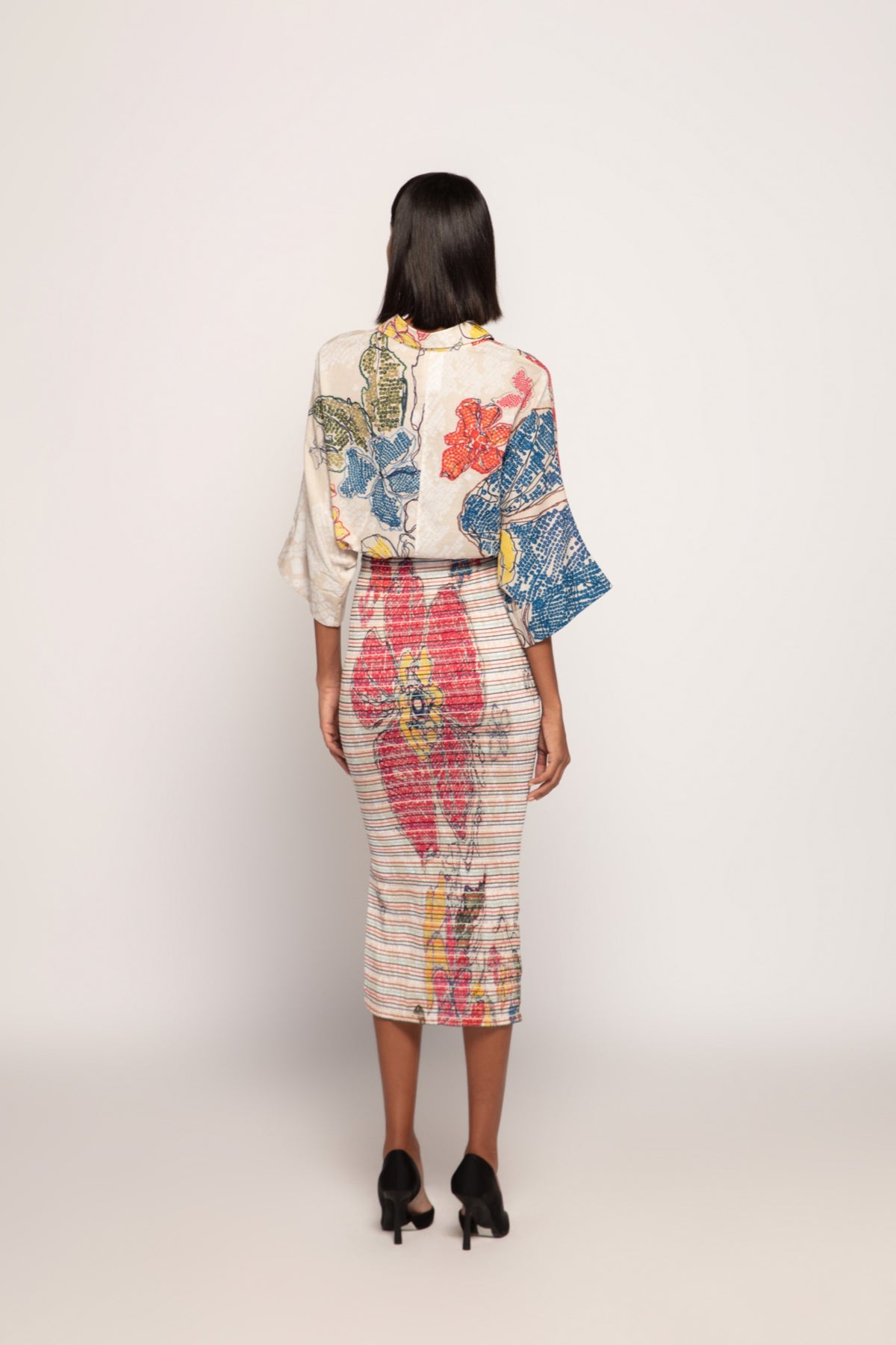 Periwnkle Batwing Shirtwith Smocked Skirt