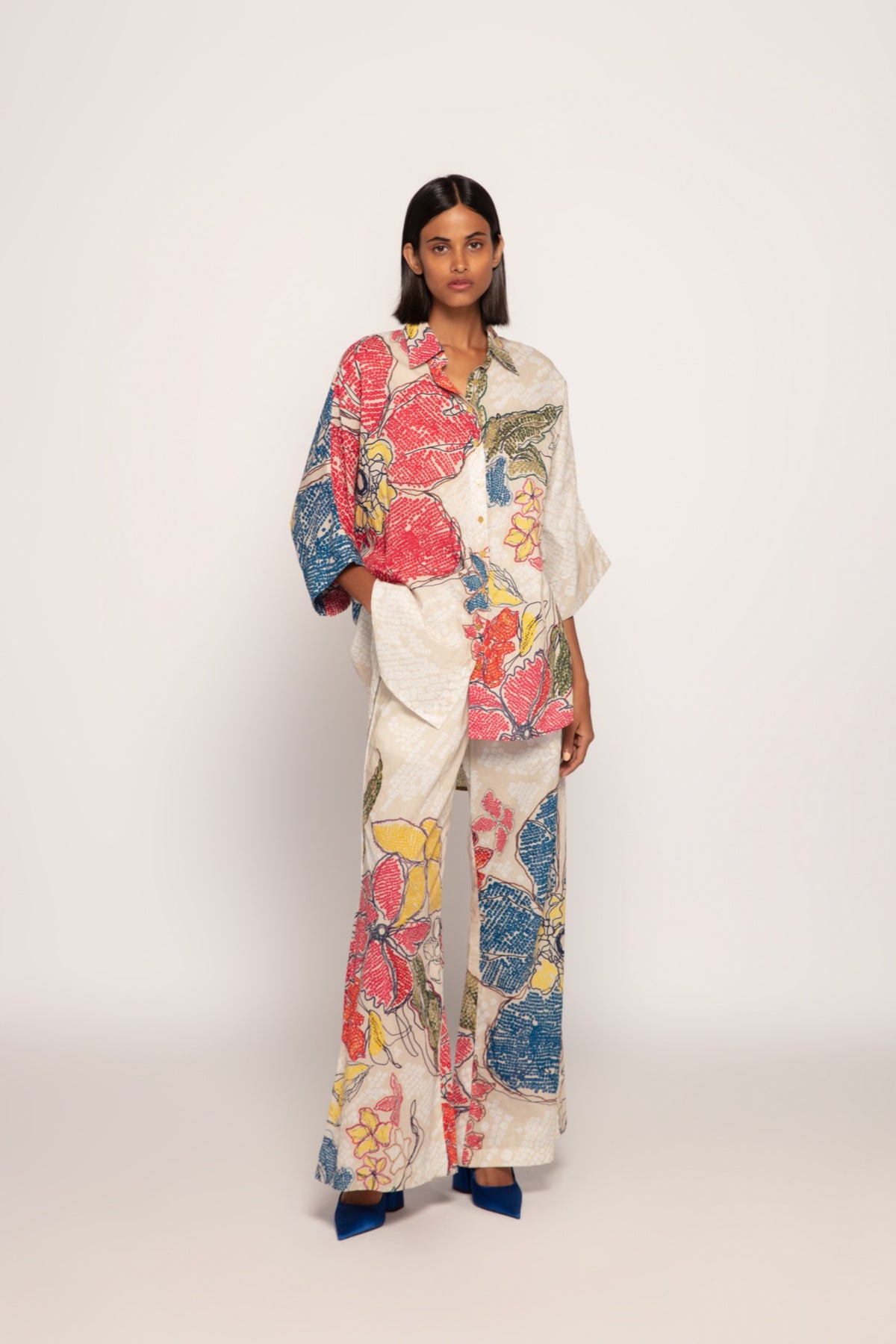 Periwinkle Bandhani Print Shirt and Palazzo