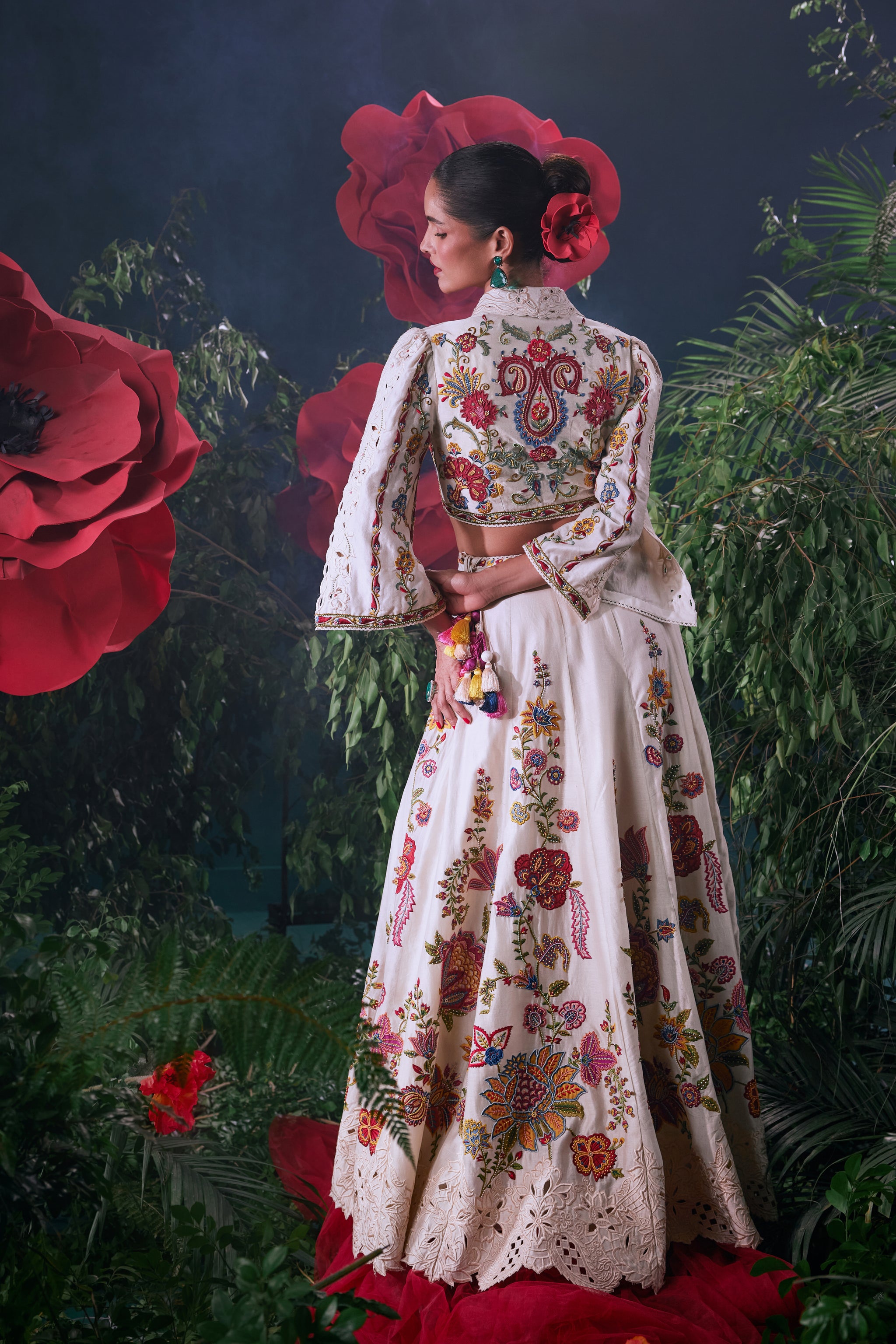Chandrima Ivory Embroidered Bolero Jacket Elahe