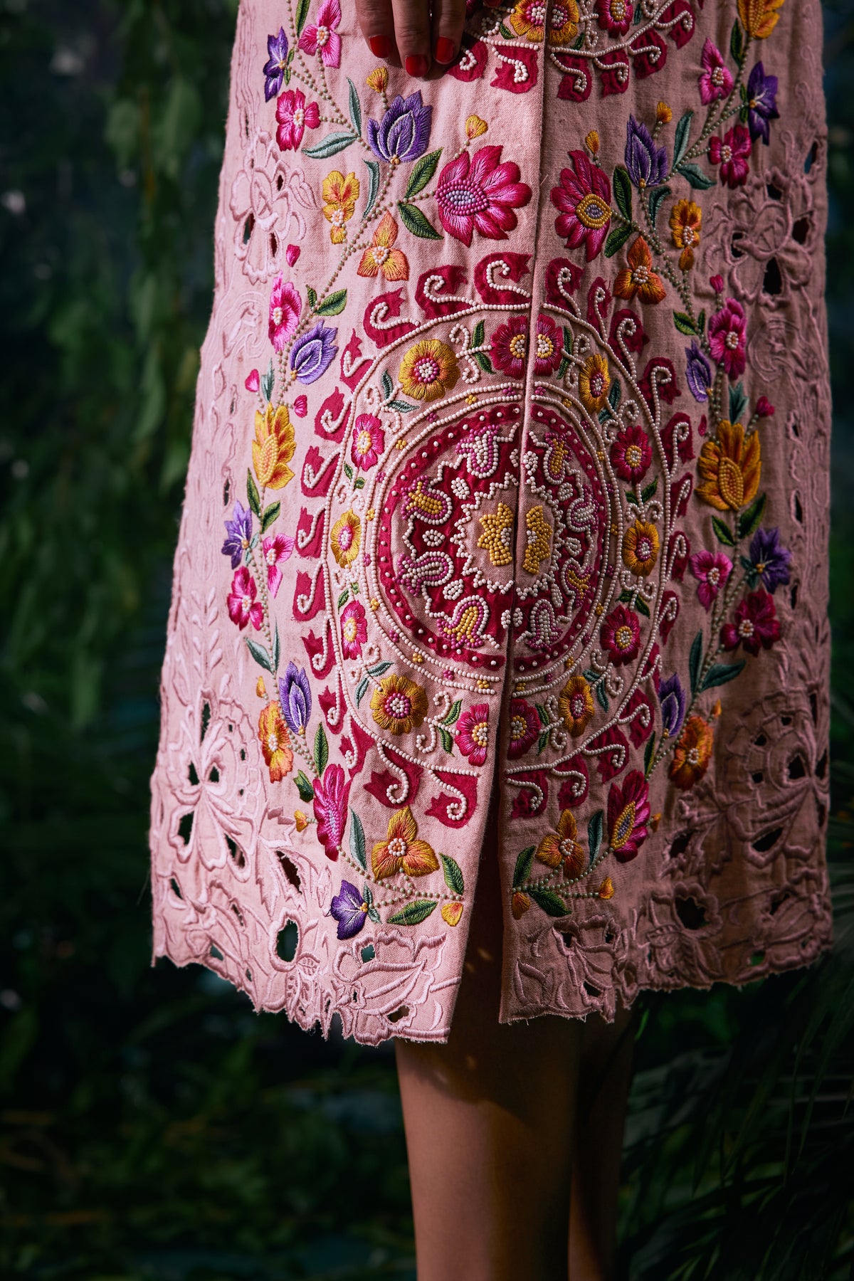 Soft Pink Multicolour Floral Embroidered Jacket