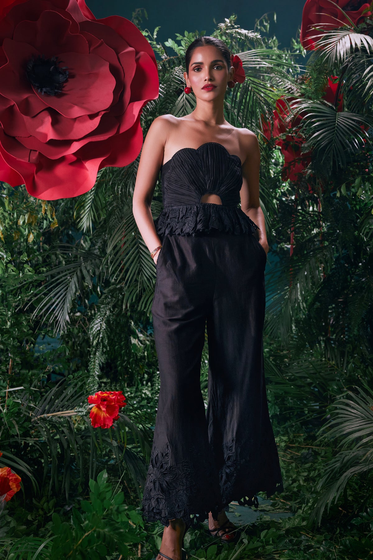 Black Cutwork Bell Bottoms