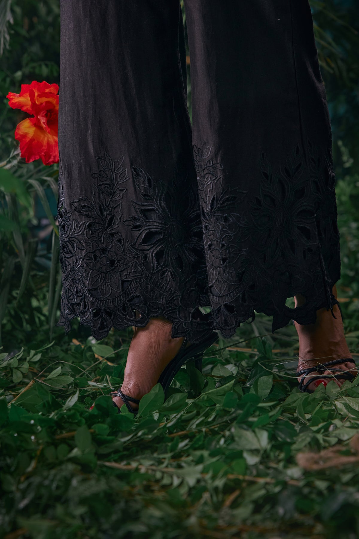 Black Cutwork Bell Bottoms