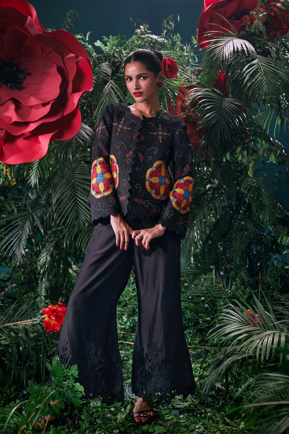 Black Cutwork Bell Bottoms