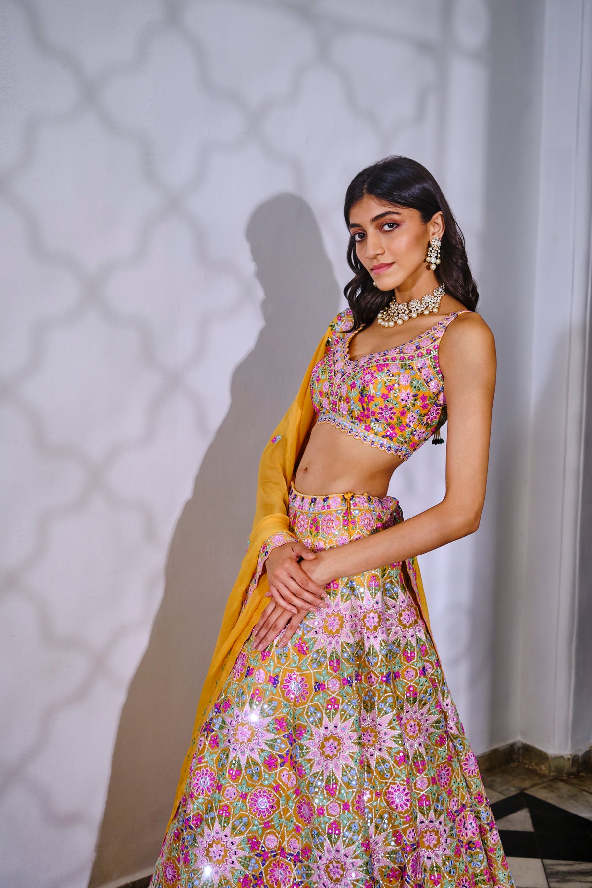 Yellow Islamic Multi Lehenga