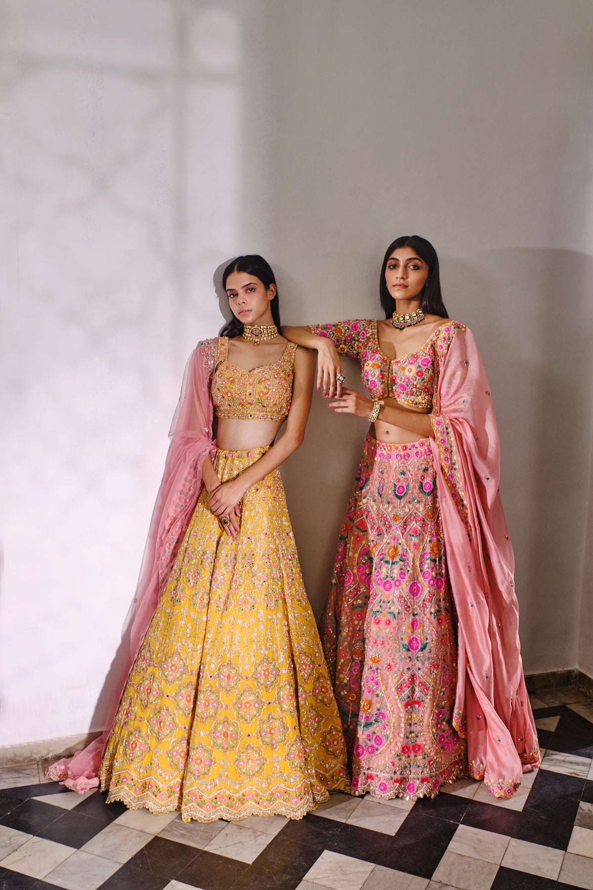 Yellow Floral Motif Lehenga