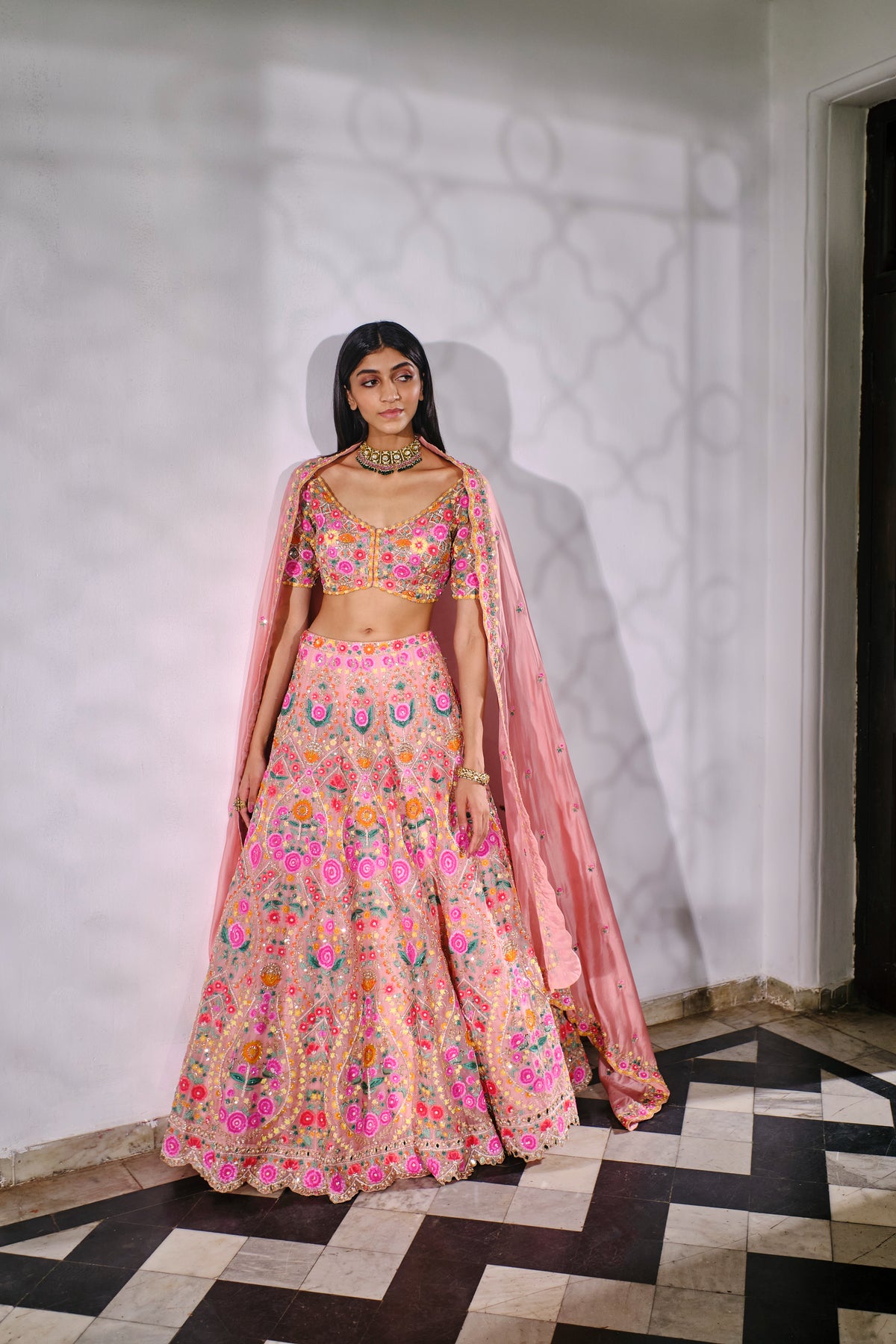 Peach Multicolor Lehenga