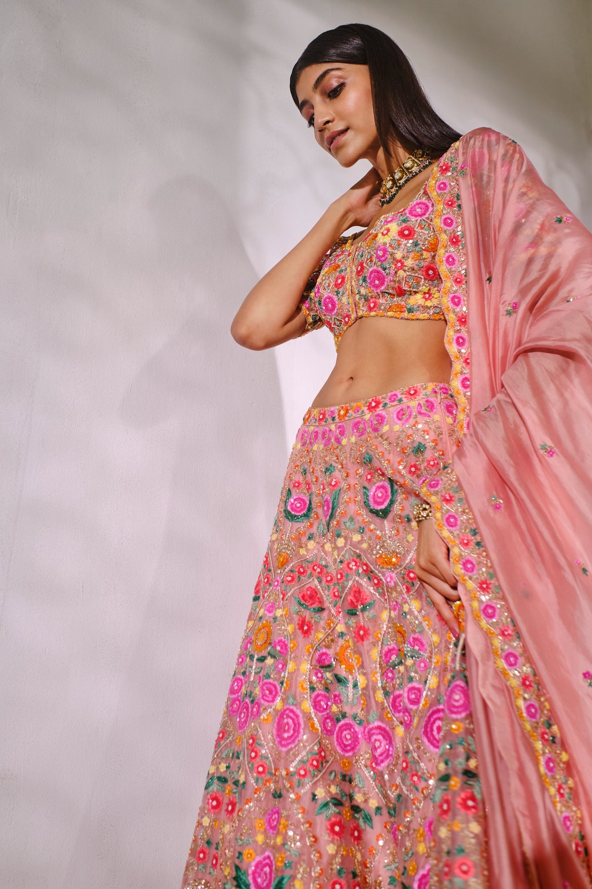 Peach Multicolor Lehenga